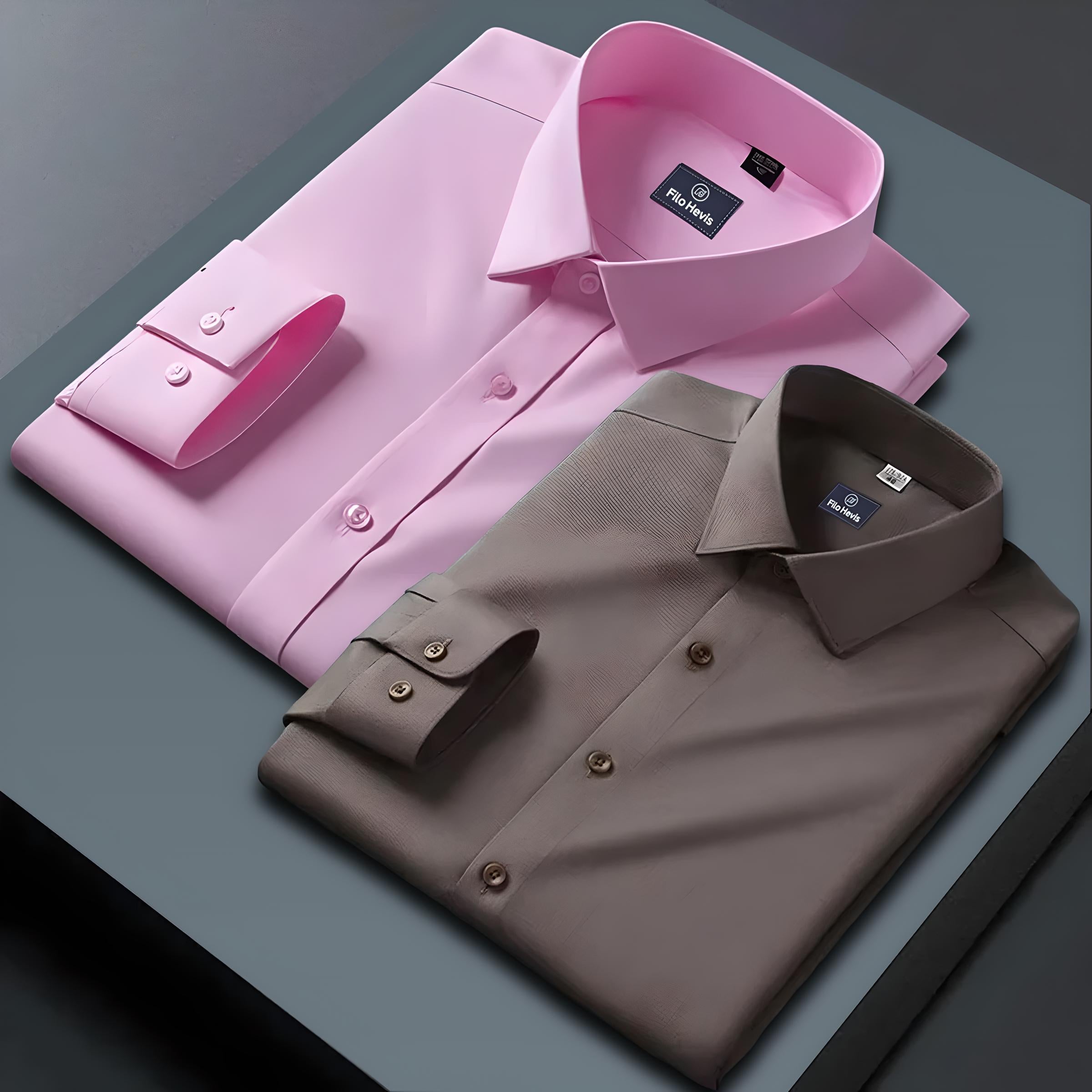 Combo of 2 Formal shirts Light Pink & Brown Colour