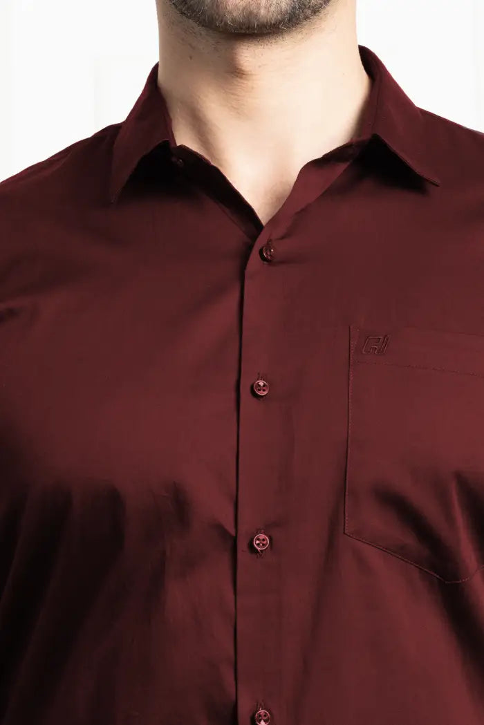 Single Pocket Formal Shirts - Maroon