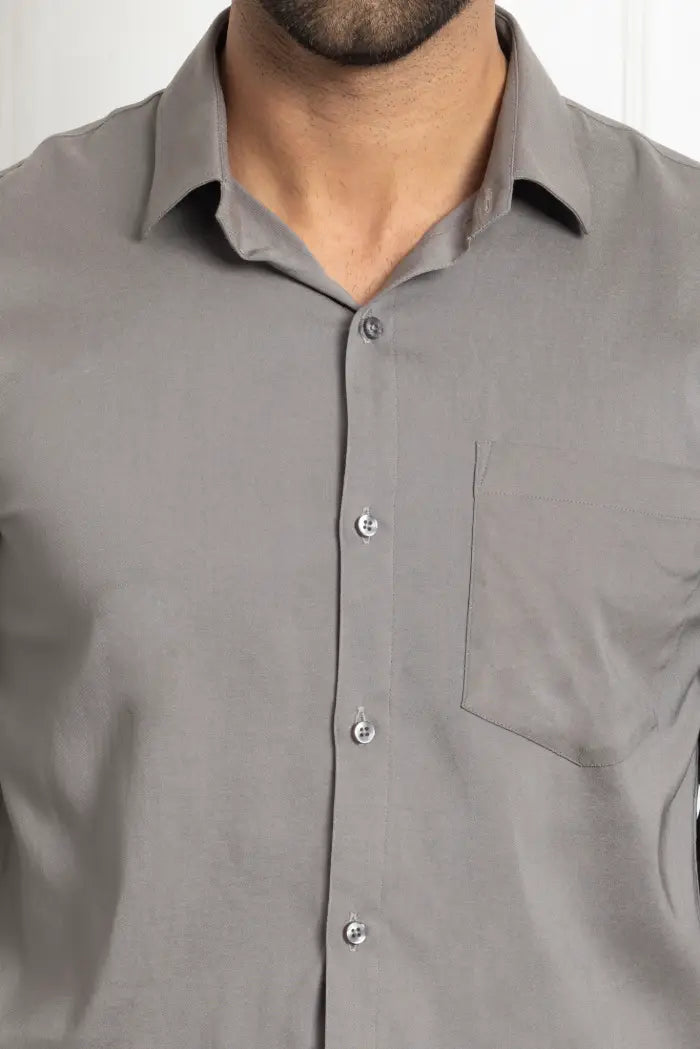 Men Classic Soft Stretchable Shirt- Dark Grey