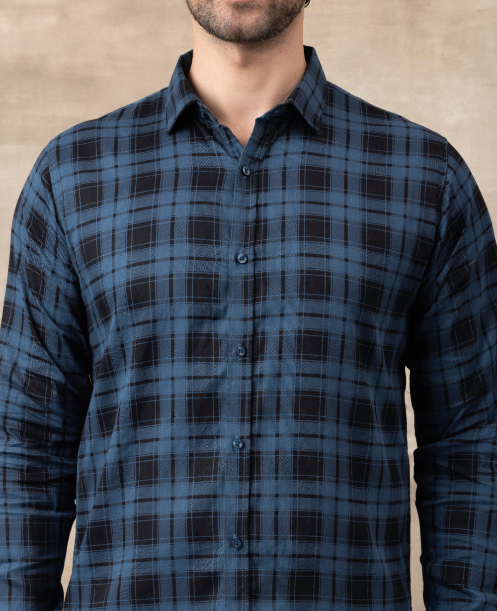 Check Regular Fit Cotton Shirt - Blue