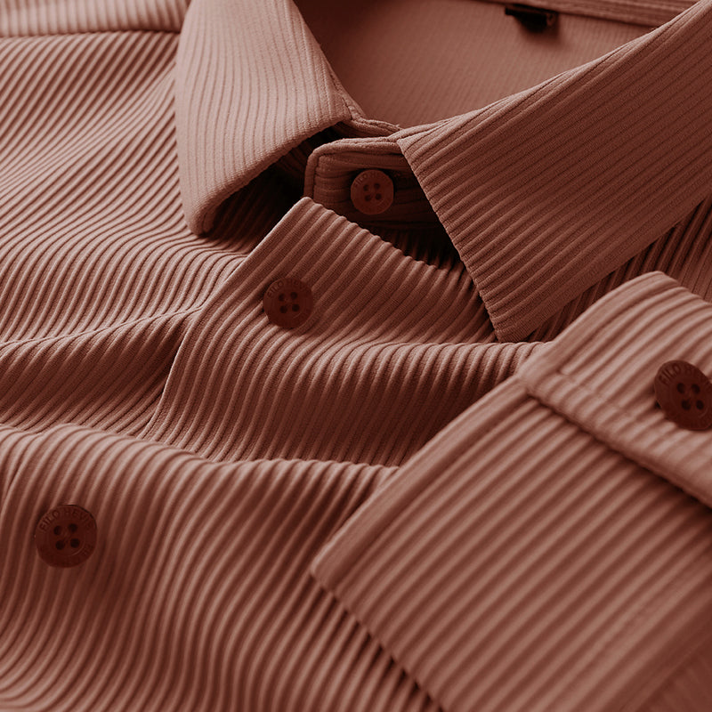 Corduroy Casual Shirts for Men Blended Fabric - Peach