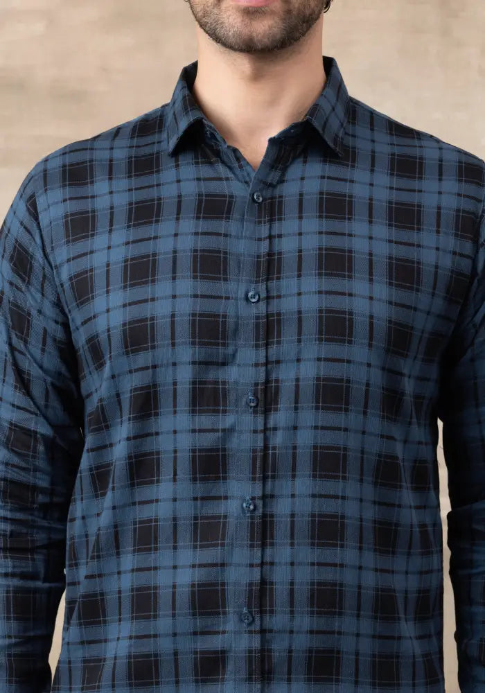 Check Regular Fit Cotton Shirt - Blue