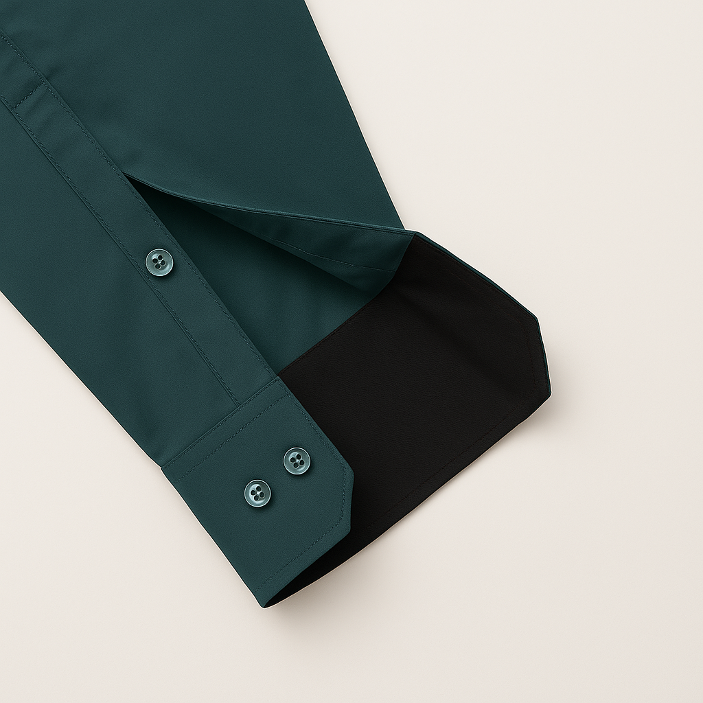 Men’s Premium Teal Green Shirt | Spread Collar | Comfort-Stretch Fabric | Contrast Inner Collar / Cuff