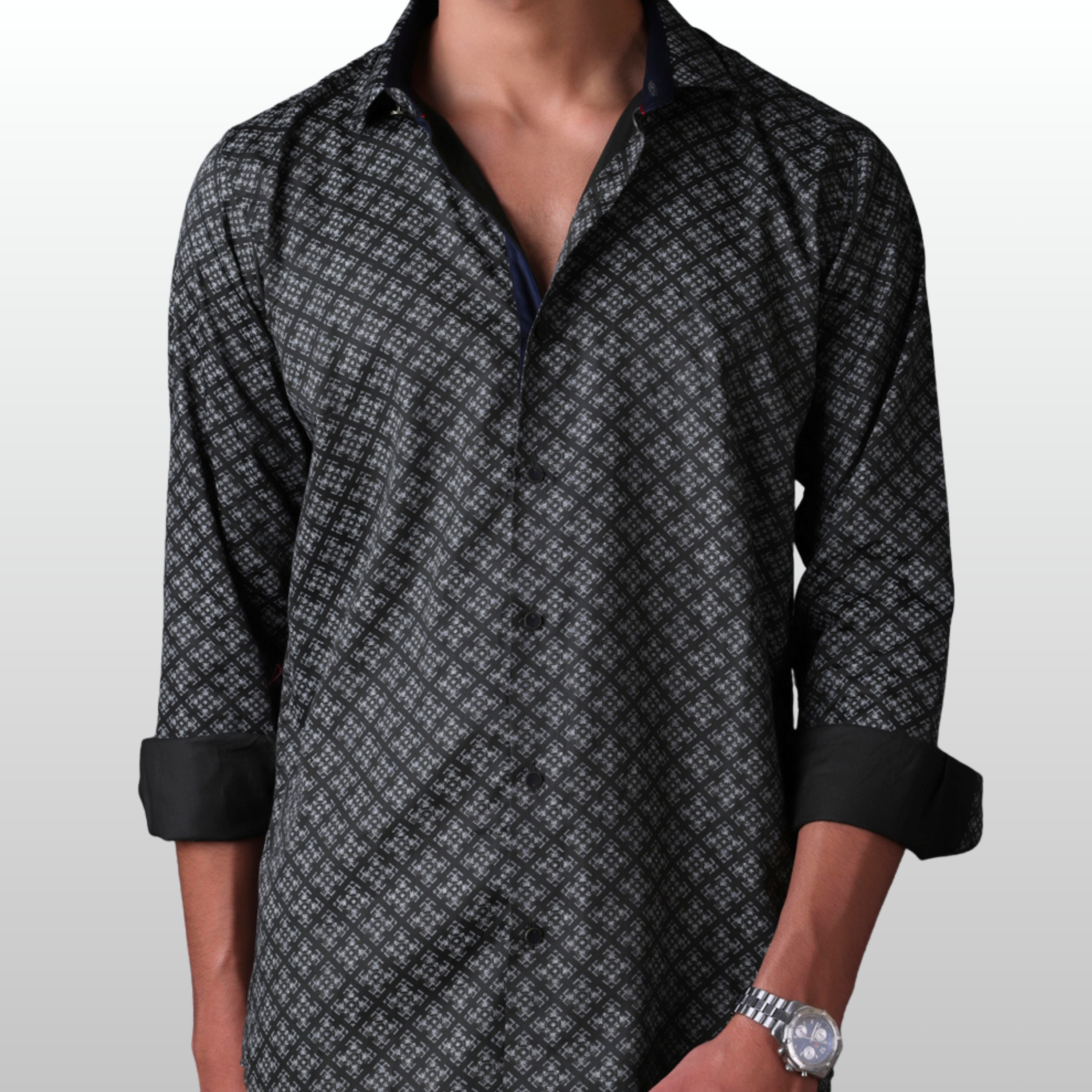 PRINTED SHIRTS | FORMAL & CASUAL SHIRTS FOR MEN | FILO HEVIS GEOMETRIC PRINTS SHIRT COLLECTION-Green