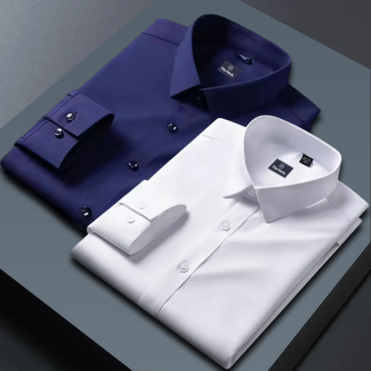 Combo of 2 Formal shirts Navy Blue & White Colour