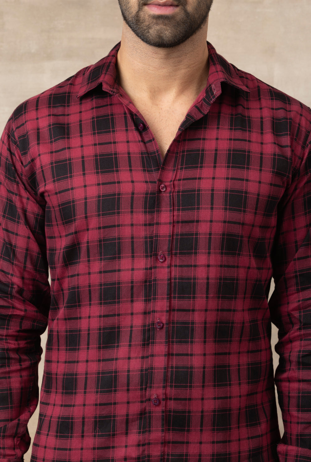 Check Regular Fit Cotton Shirt - Red