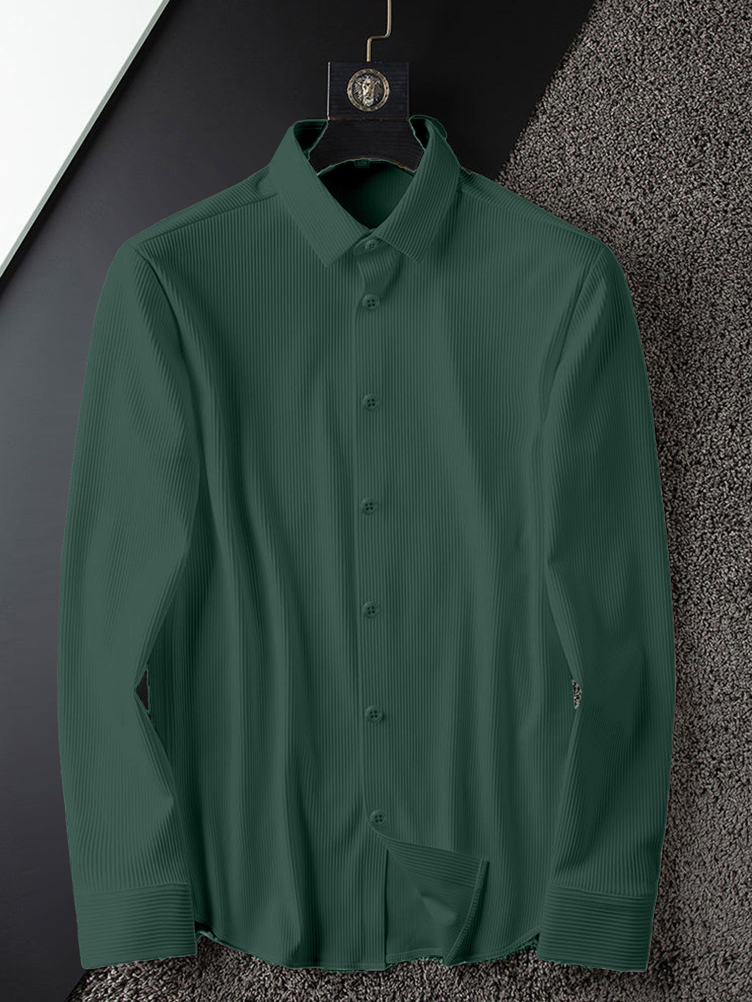 Corduroy Casual Shirts for Men Blended Fabric - Green