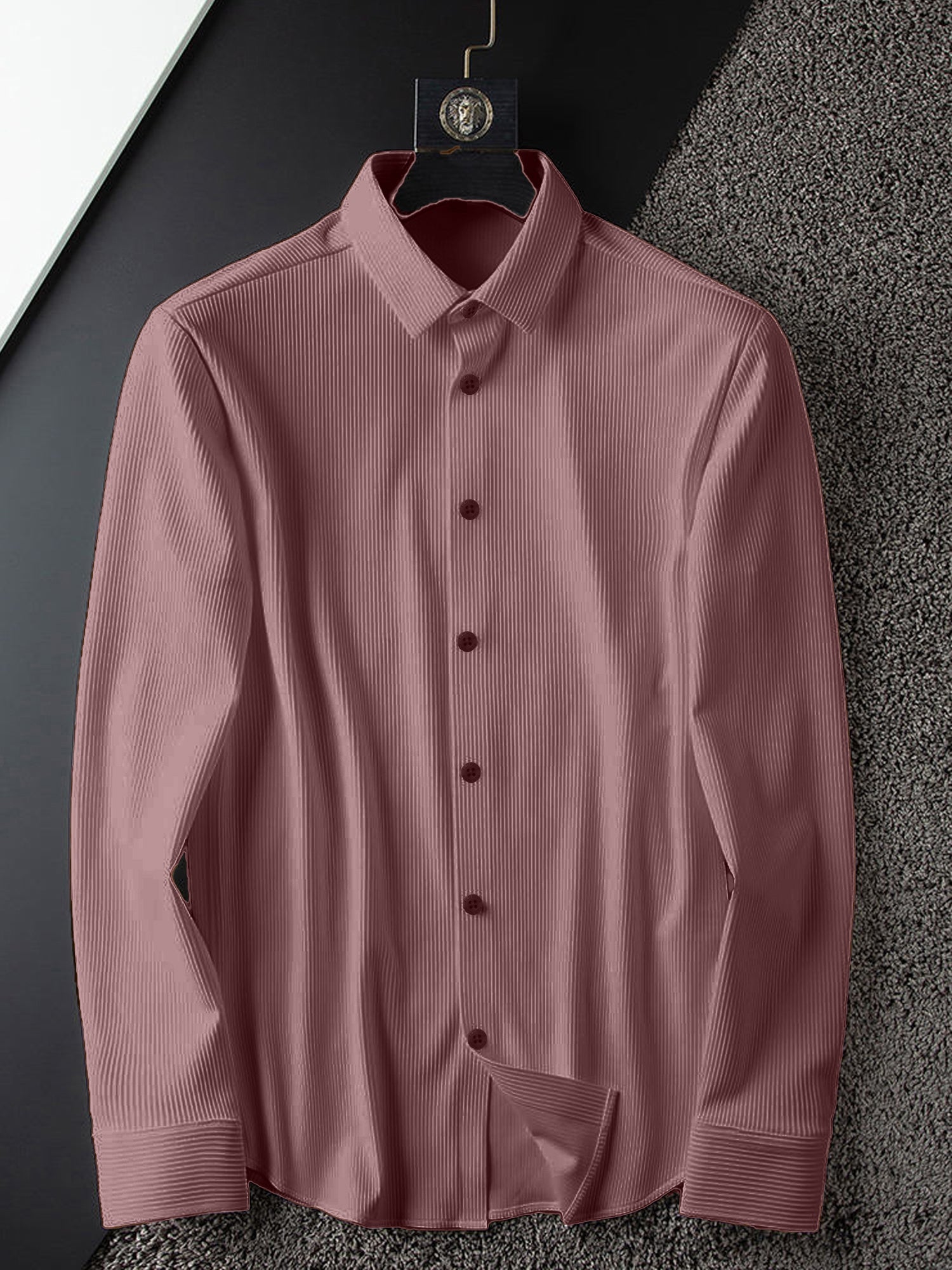 Corduroy Casual Shirts for Men Blended Fabric - Peach