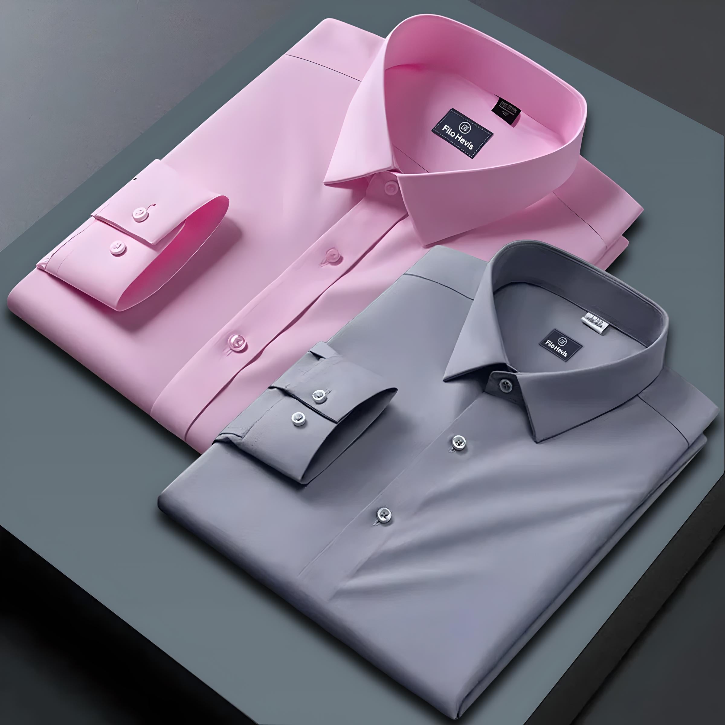 Combo of 2 Formal shirts Light Pink & Light Grey Colour