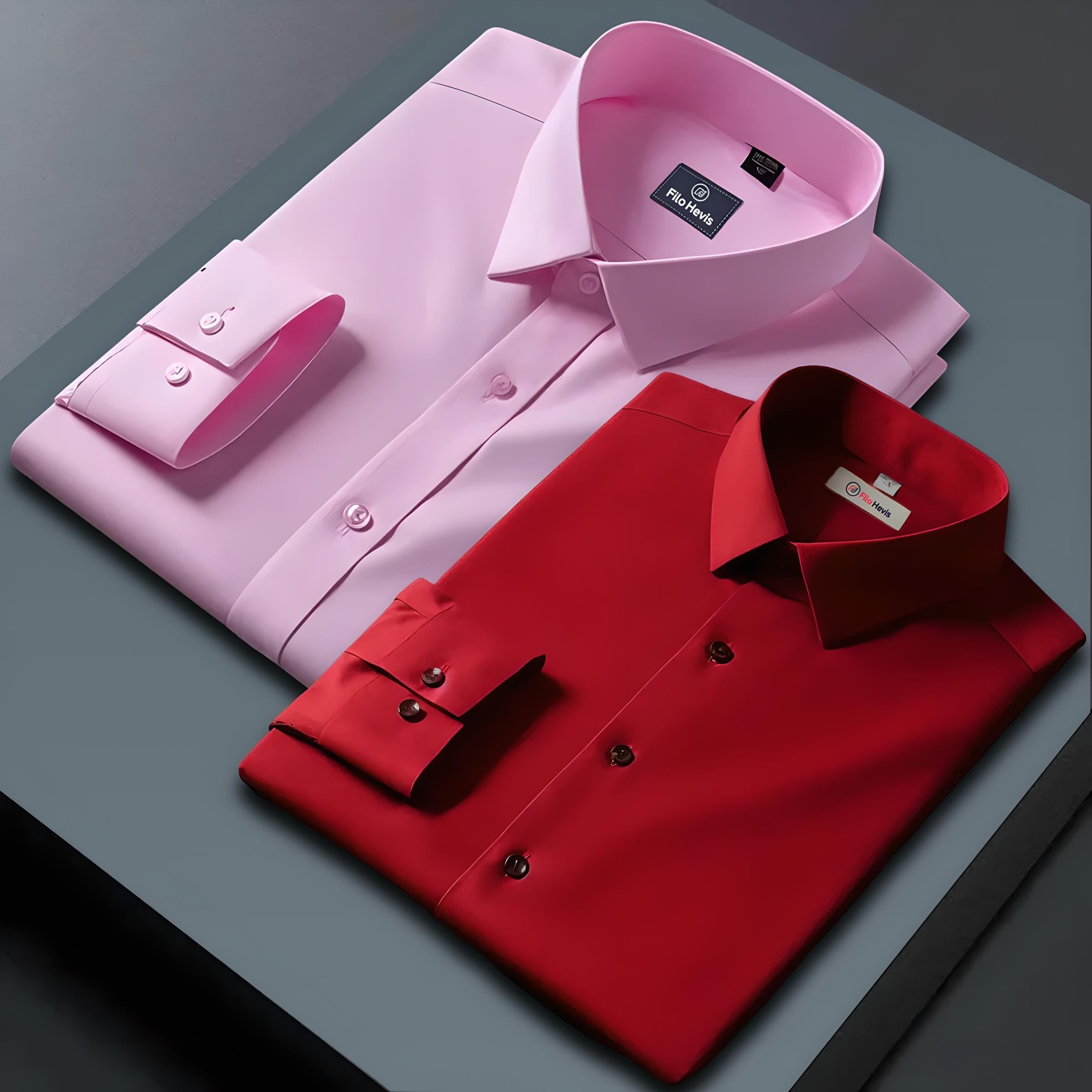 Combo of 2 Formal shirts Light Pink & Red Colour