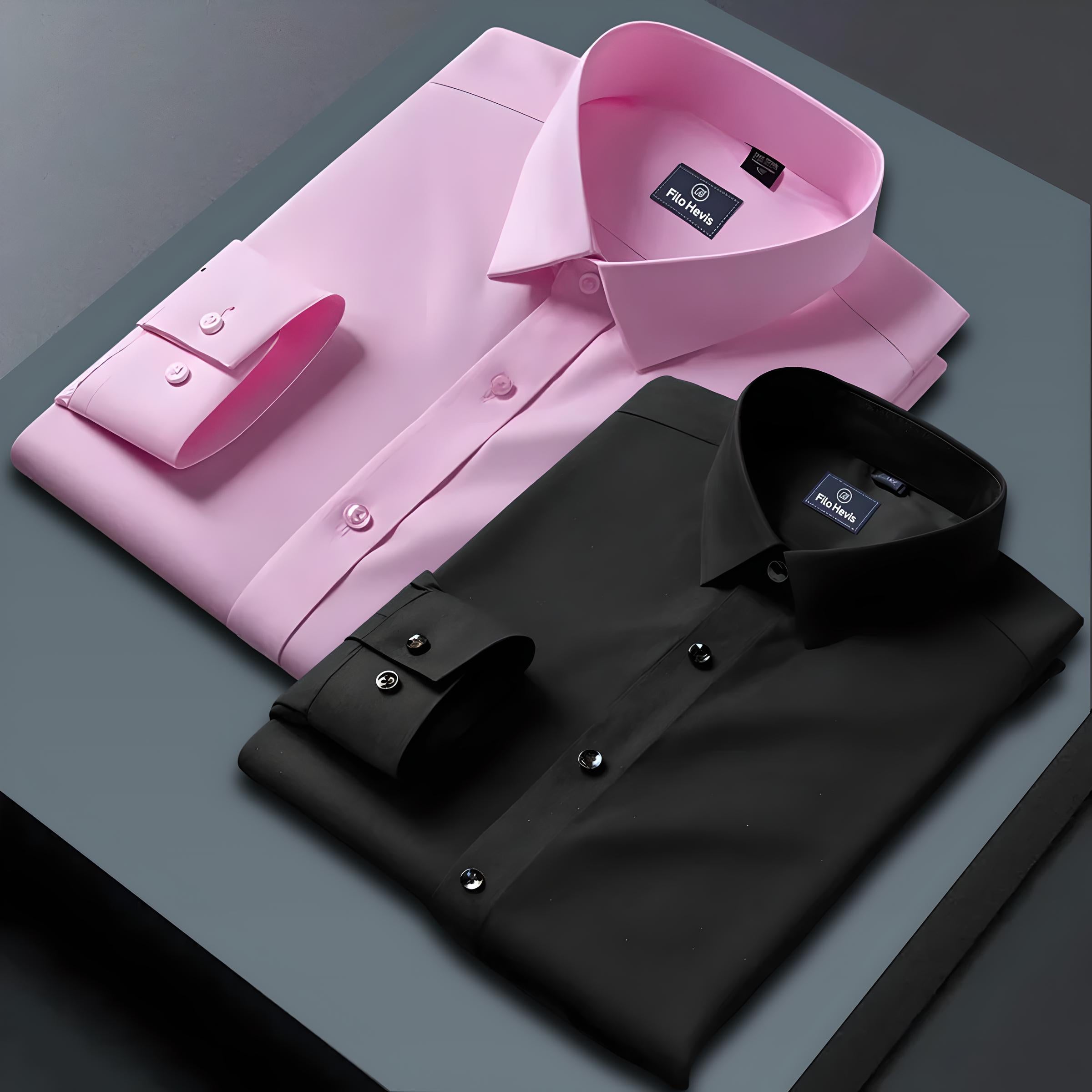 Combo of 2 Formal shirts Light Pink & Black Colour