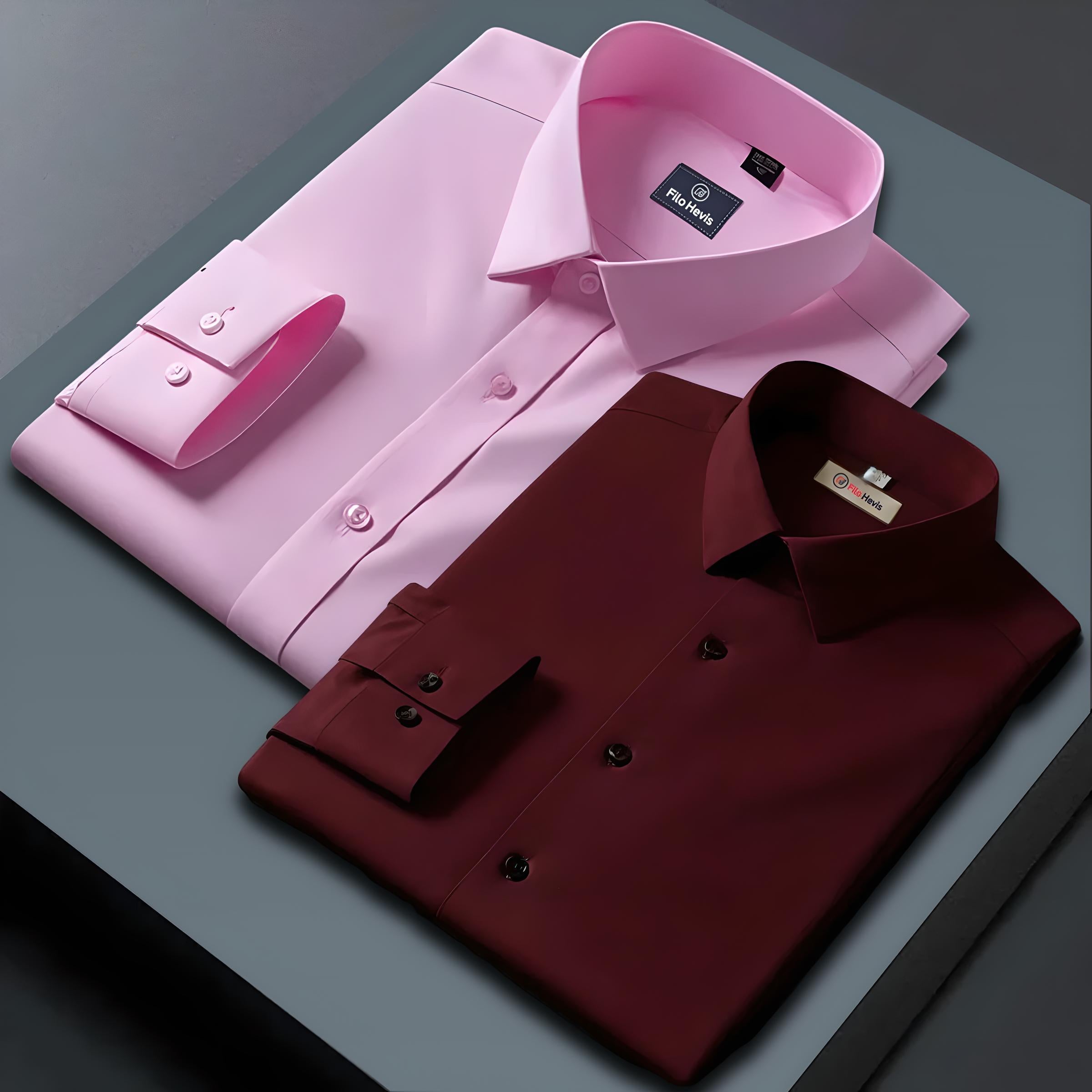 Combo of 2 Formal shirts Light Pink & Maroon Colour