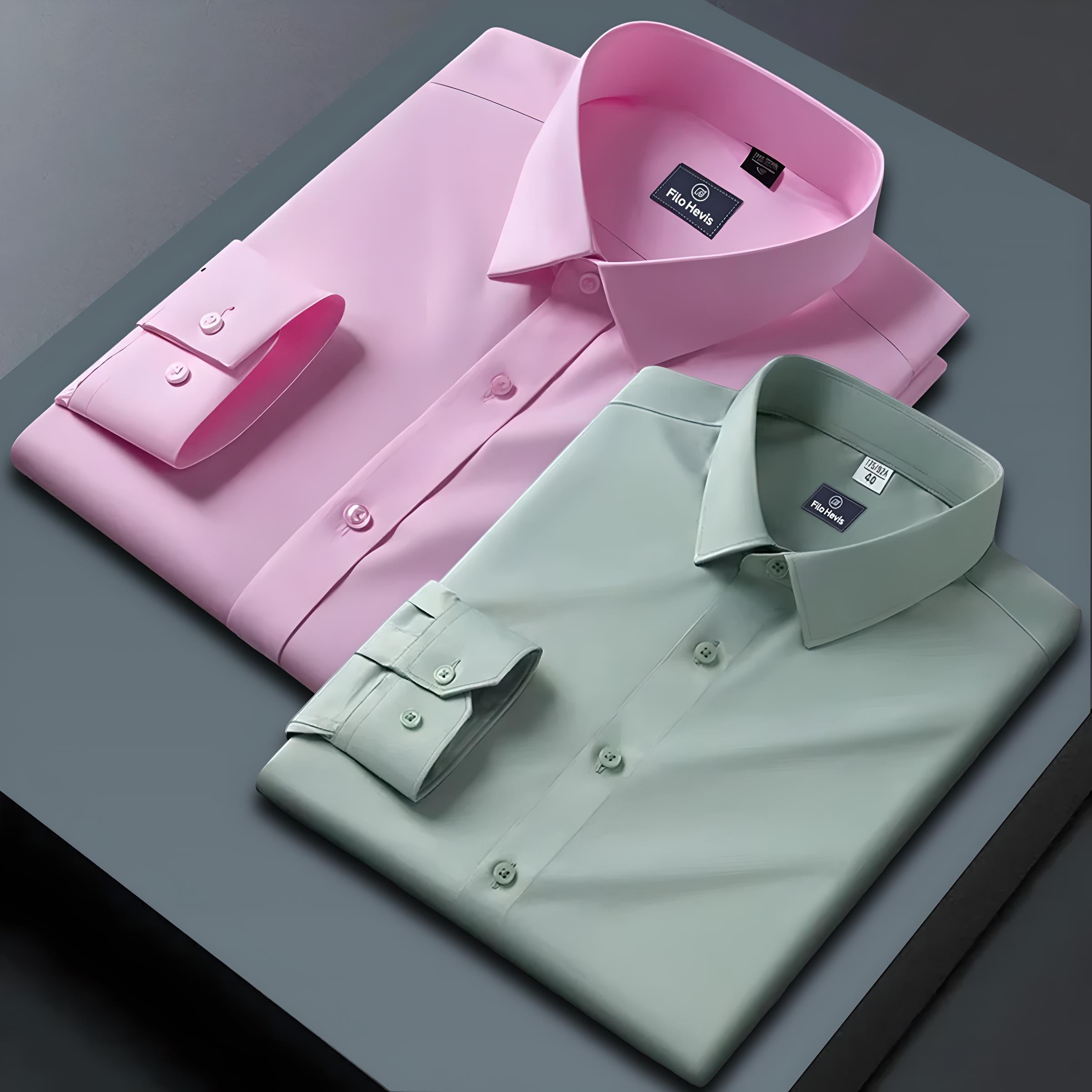 Combo of 2 Formal shirts Light Pink & Pista Green Colour