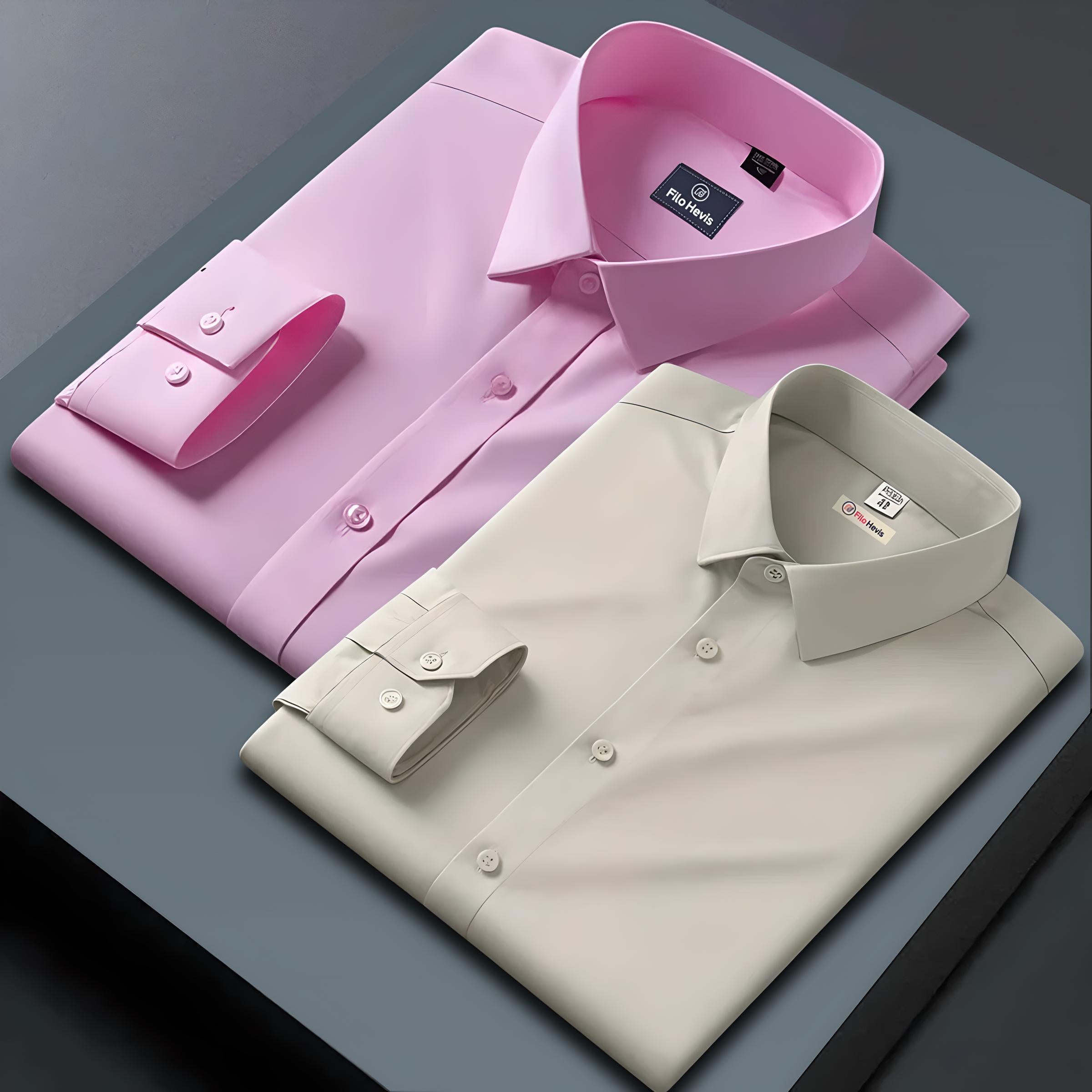 Combo of 2 Formal shirts Light Pink & Cream Colour