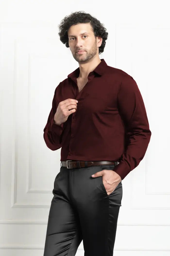 Single Pocket Formal Shirts - Maroon