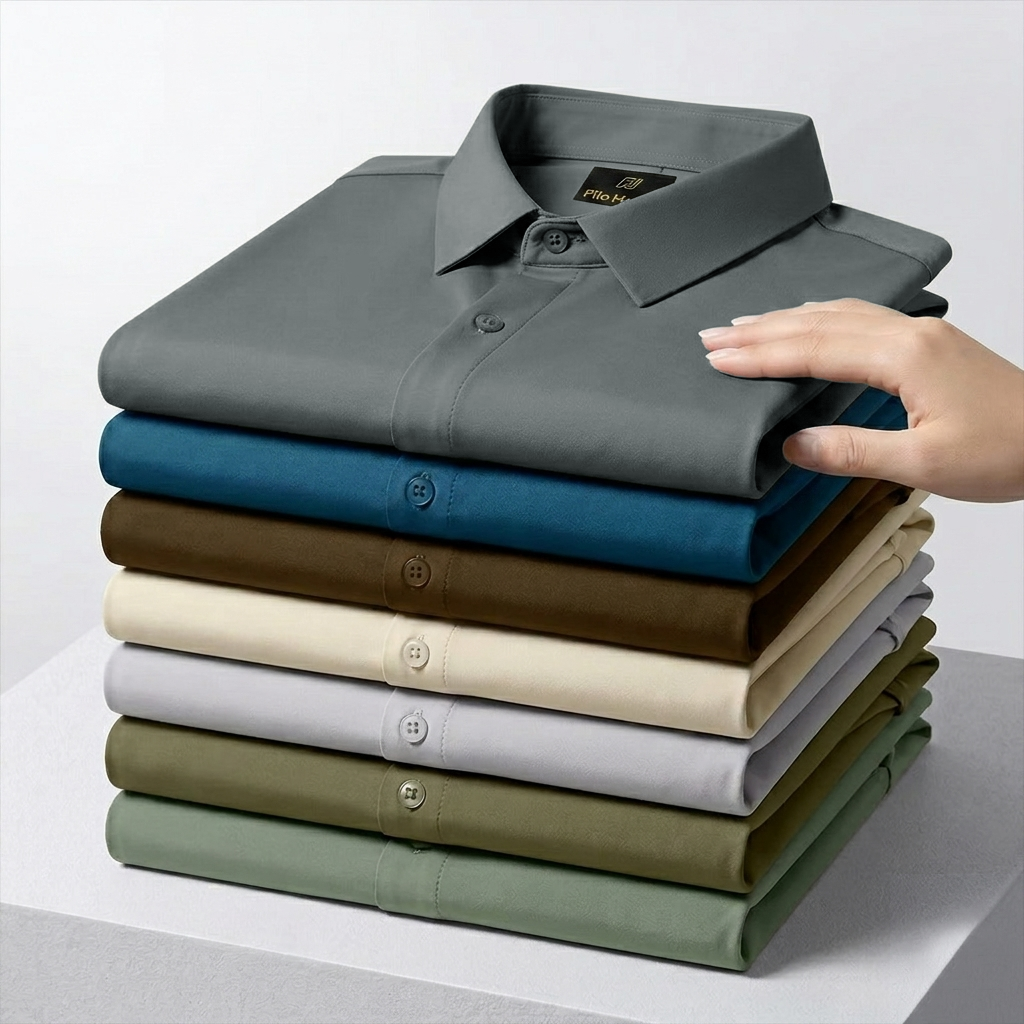 Men's Premium Luxury Formal Shirt with Crystal-Studded Collar Clips | Dark Grey