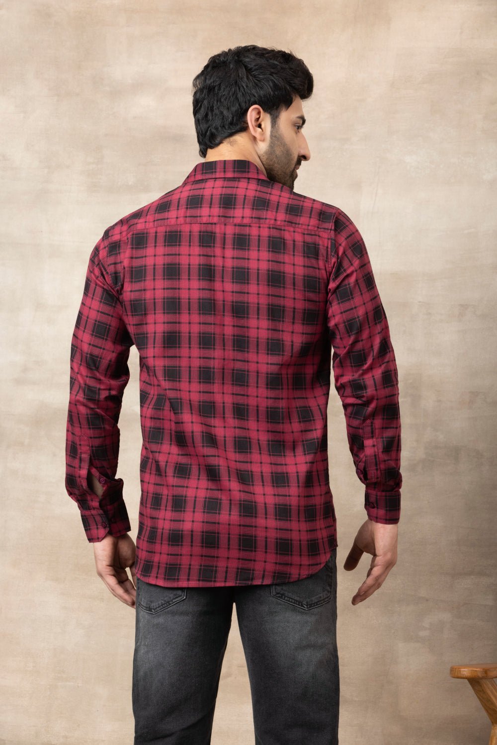 Check Regular Fit Cotton Shirt - Red