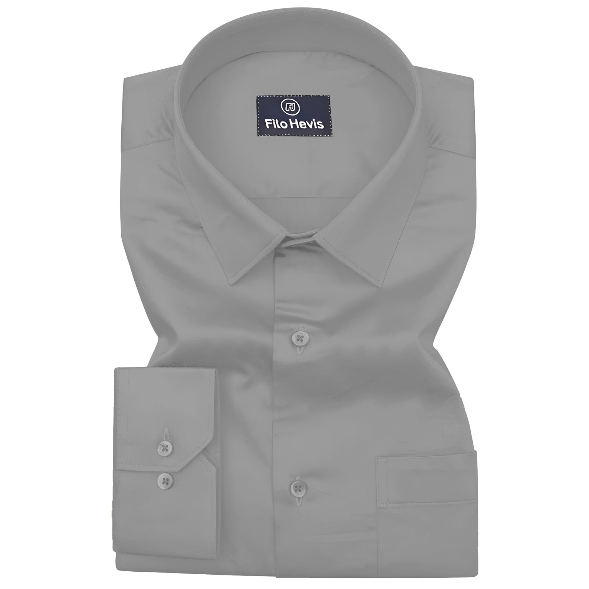 PLATINUM COTTON SATIN FORMAL SHIRT FOR MEN (Single Pocket)-Grey