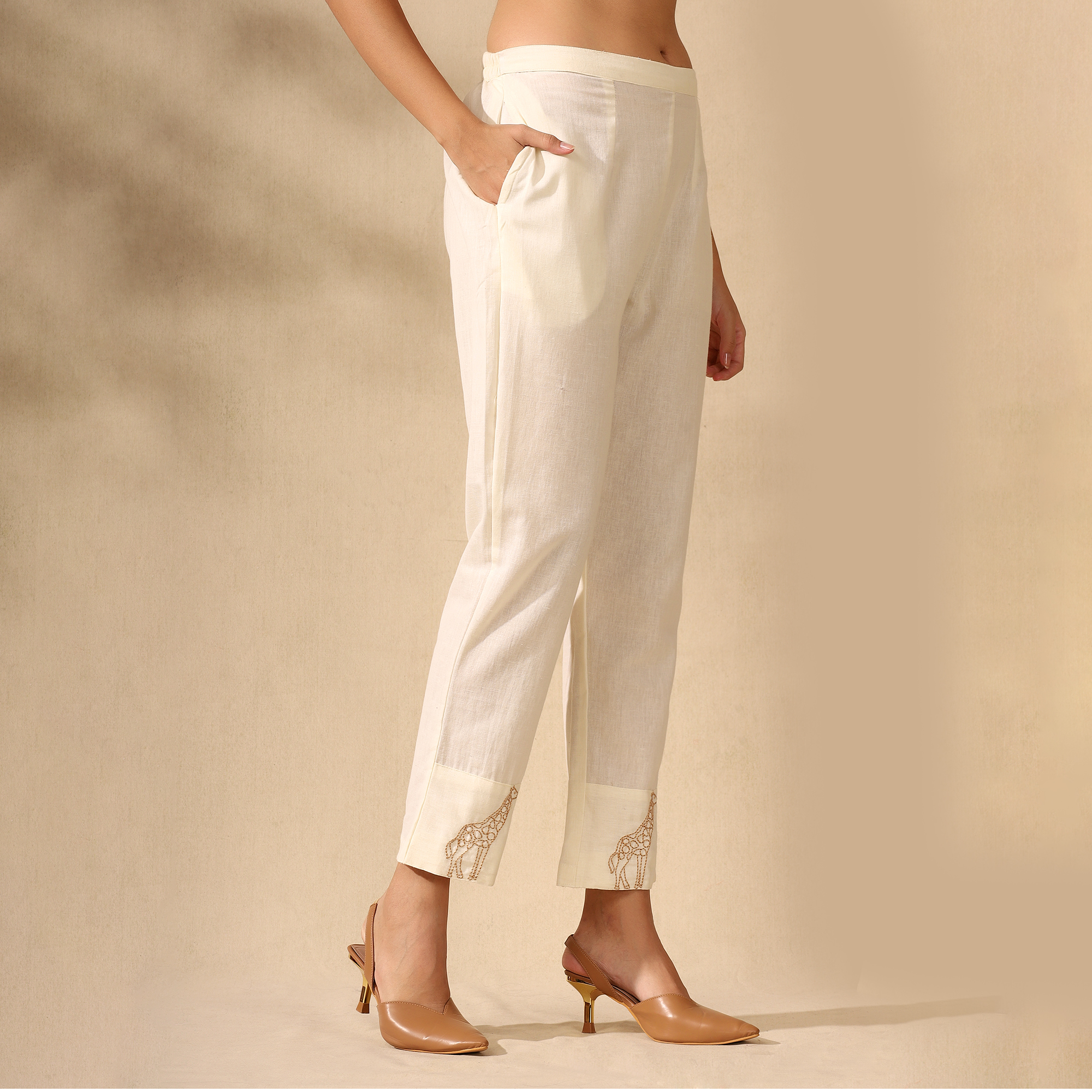 Embroidered Pure Cotton Tunic With Trousers Cream Co-ord Set
