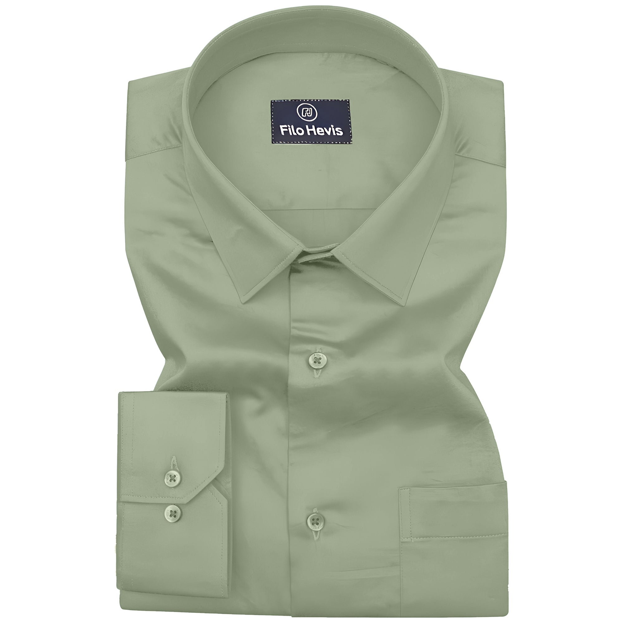 PLATINUM COTTON SATIN FORMAL SHIRT FOR MEN (Single Pocket)-Pista Green