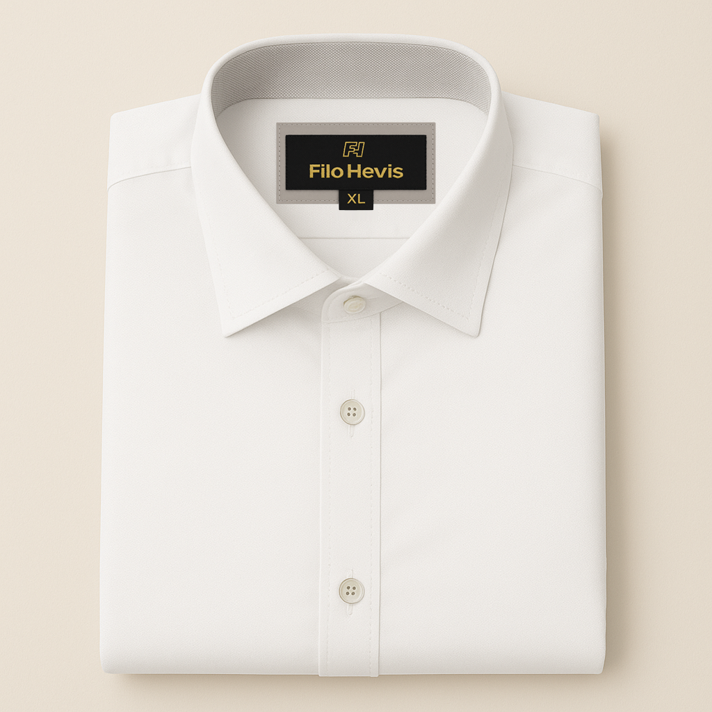 Men’s Premium White Shirt | Spread Collar | Comfort-Stretch Fabric | Contrast Inner Collar / Cuff