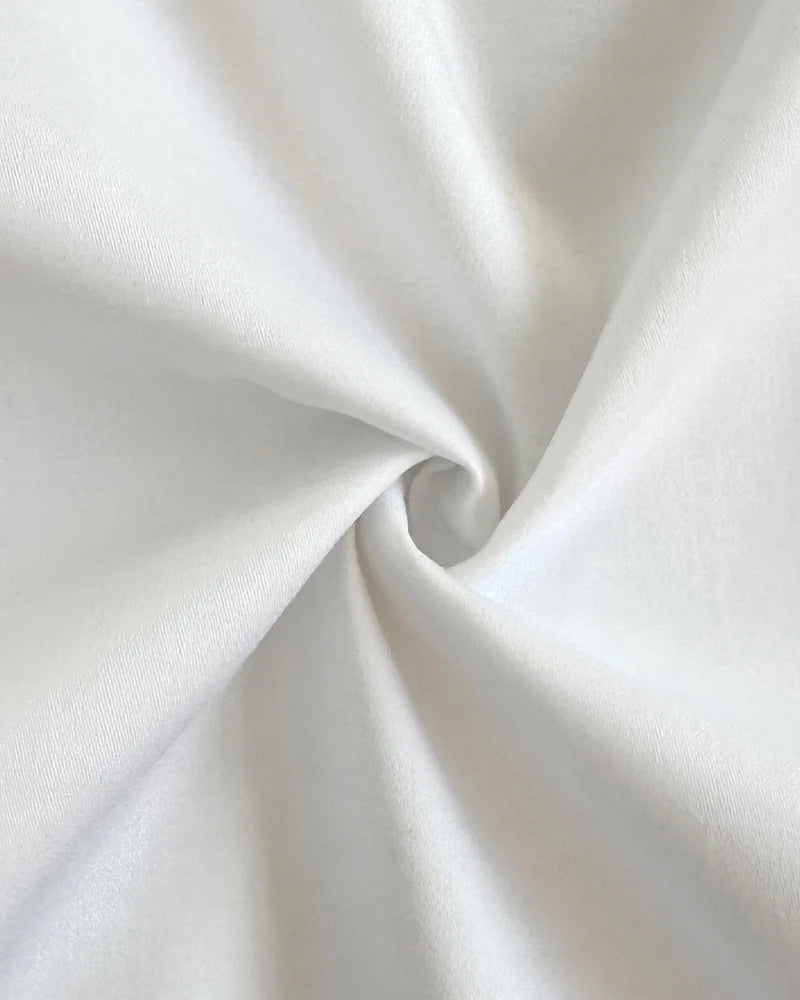 Platinum Cotton Satin Formal Shirt for Men – (Single Pocket), White Shirt With Contrast Black Buttons