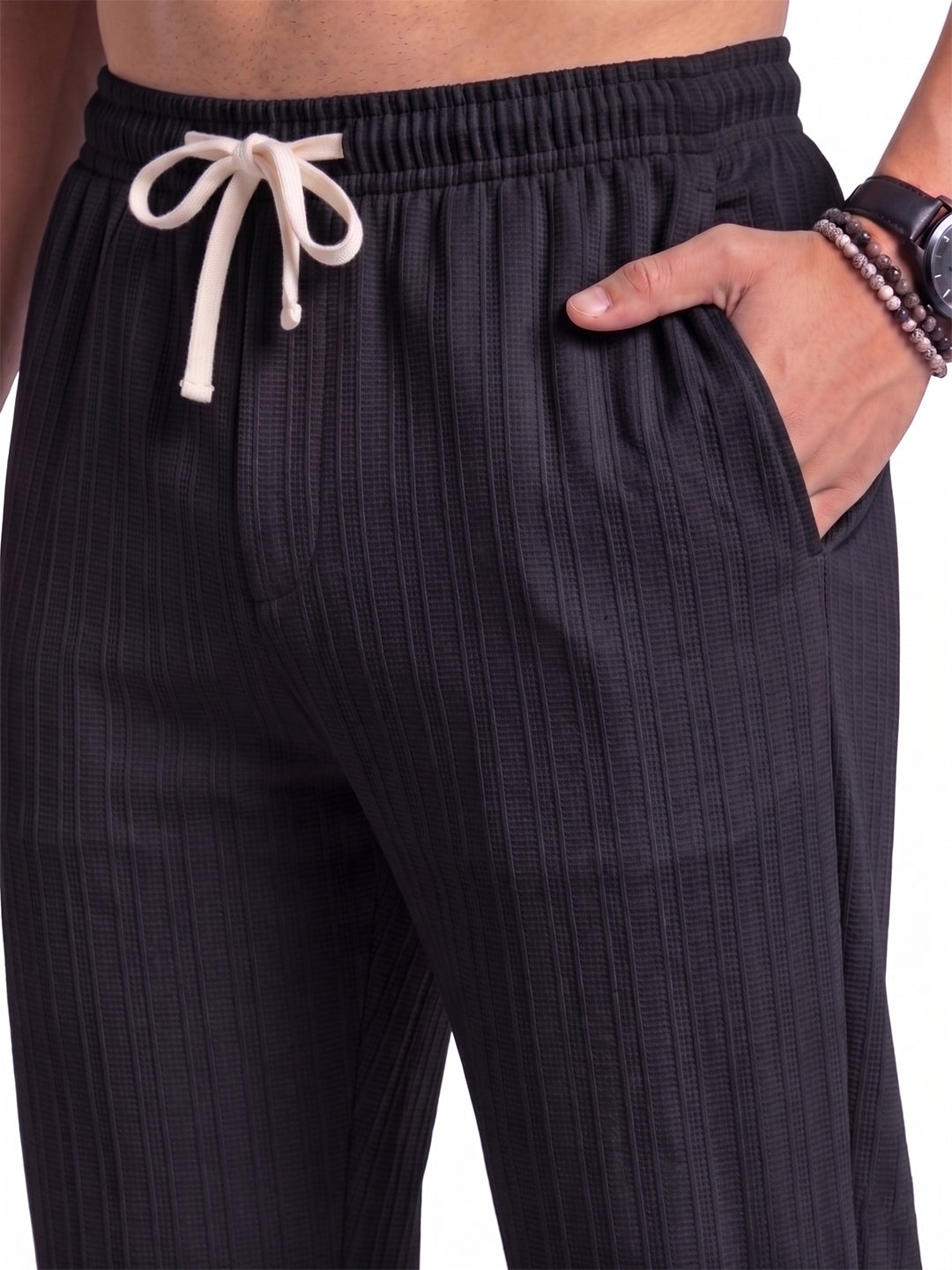 Men’s Black Textured Co-Ord Set – Premium Relaxed Fit Shirt & Trouser Set