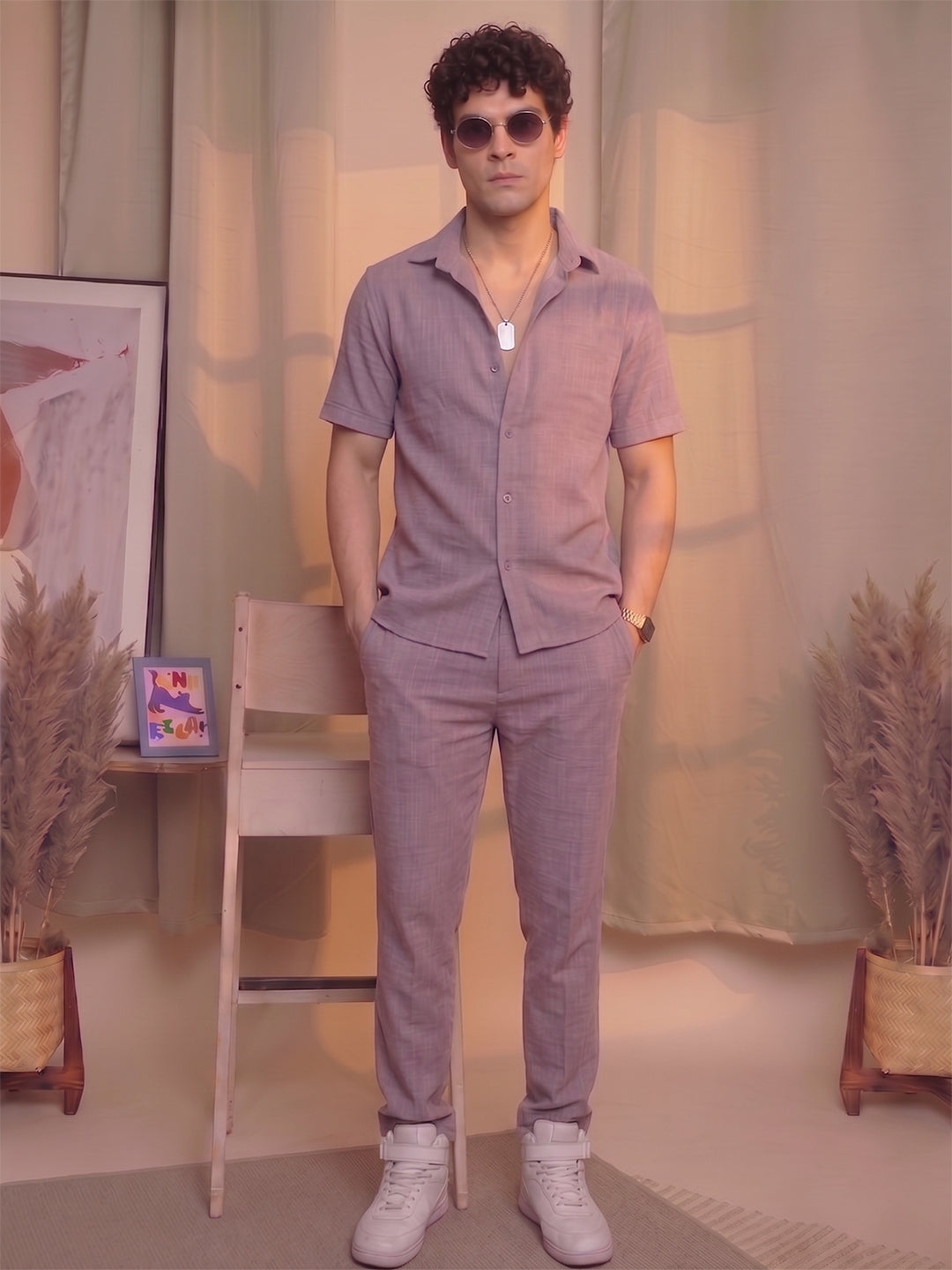 Men’s Premium Cotton Co-Ord Set | Resort Collar Shirt & Trouser Set | Onion