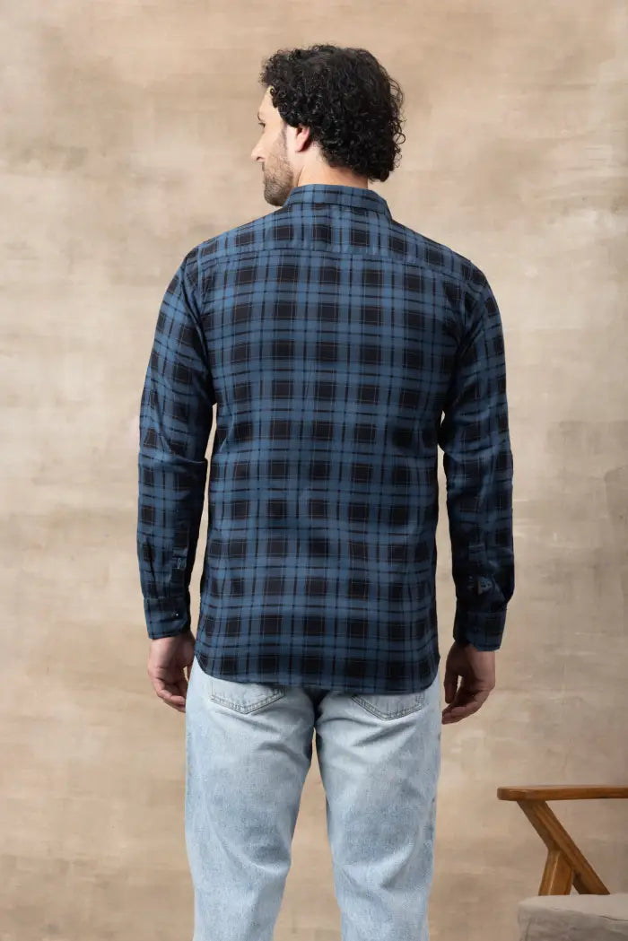 Check Regular Fit Cotton Shirt - Blue