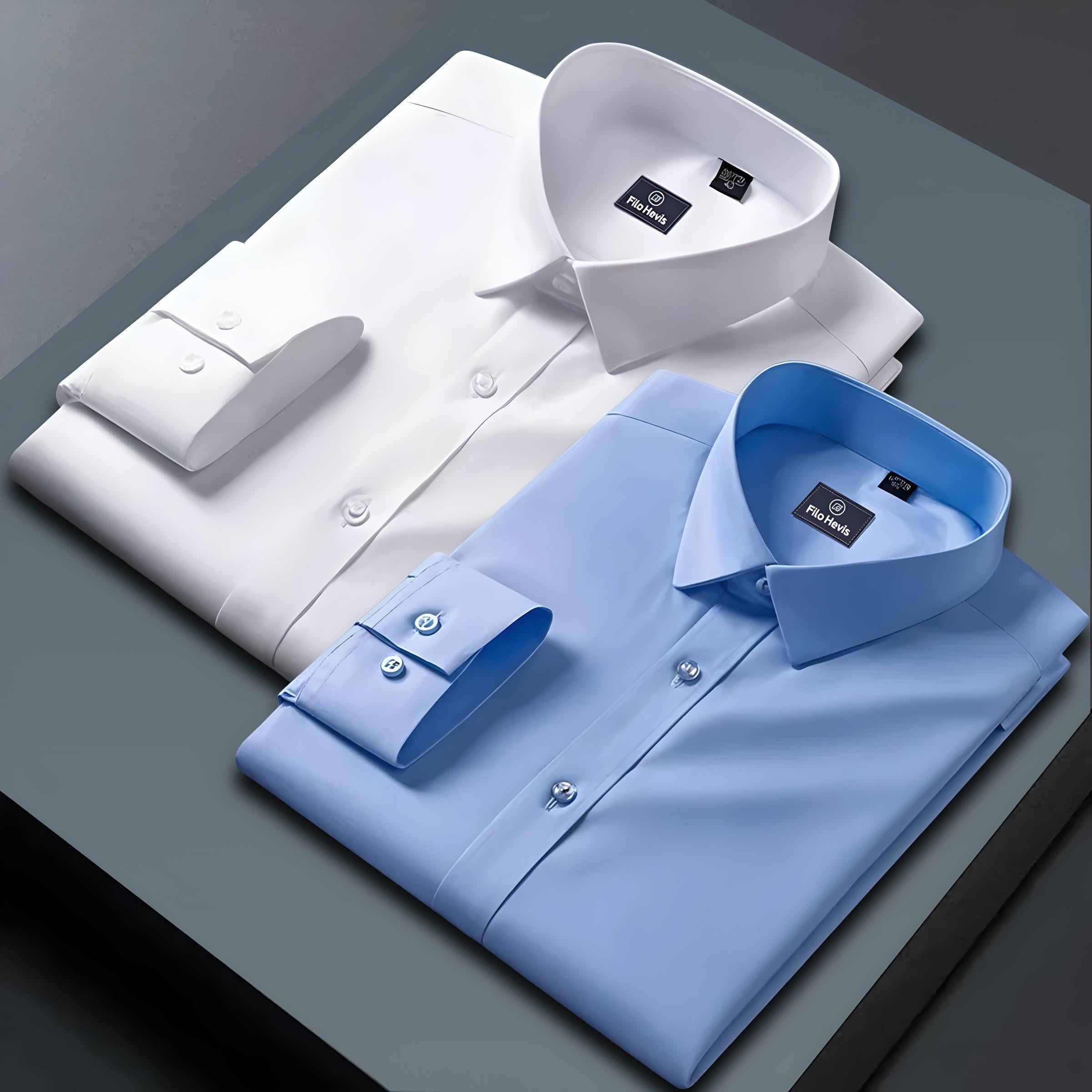 Combo of 2 Formal shirts White & Sky Blue Colour