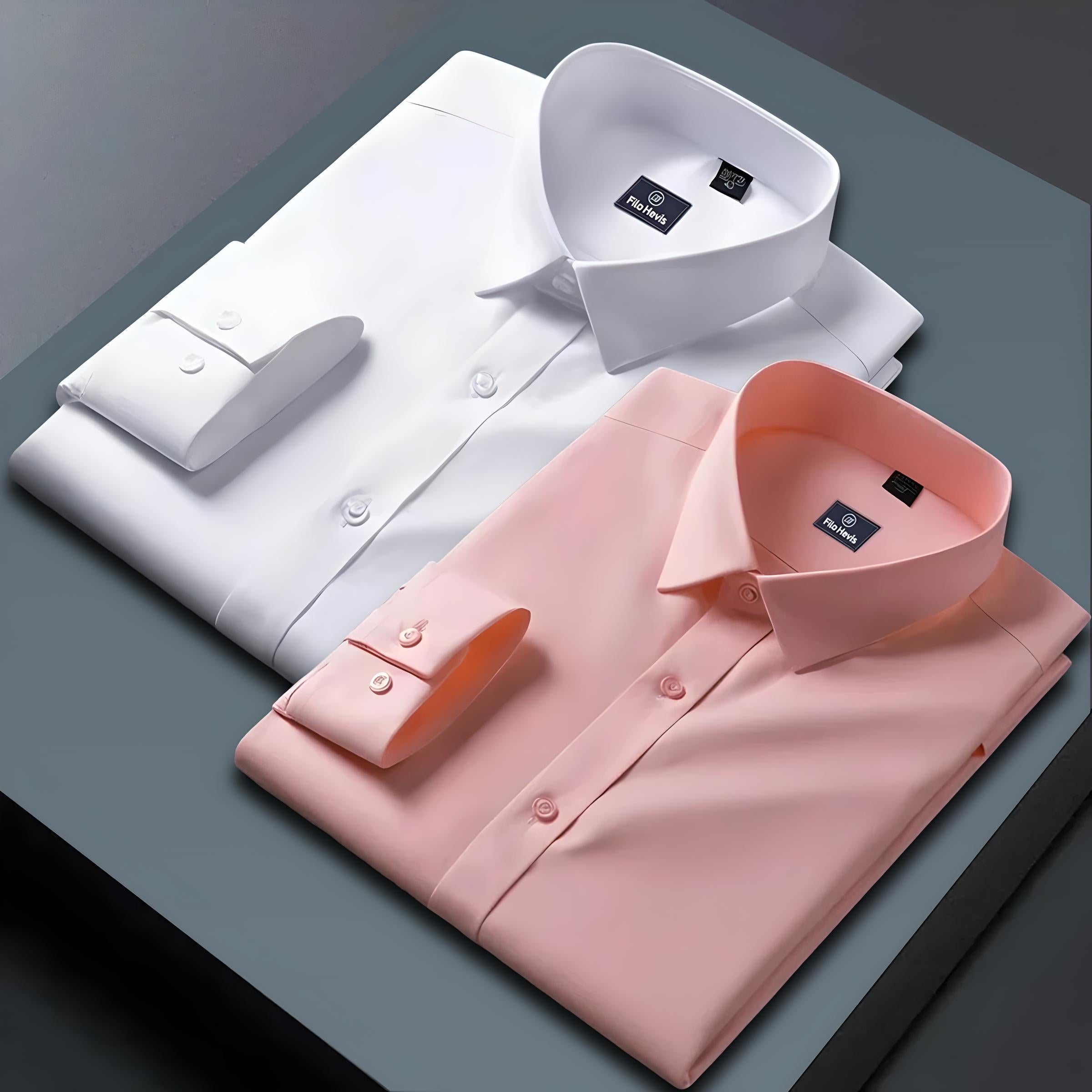 Combo of 2 Formal shirts White & Baby Pink Colour