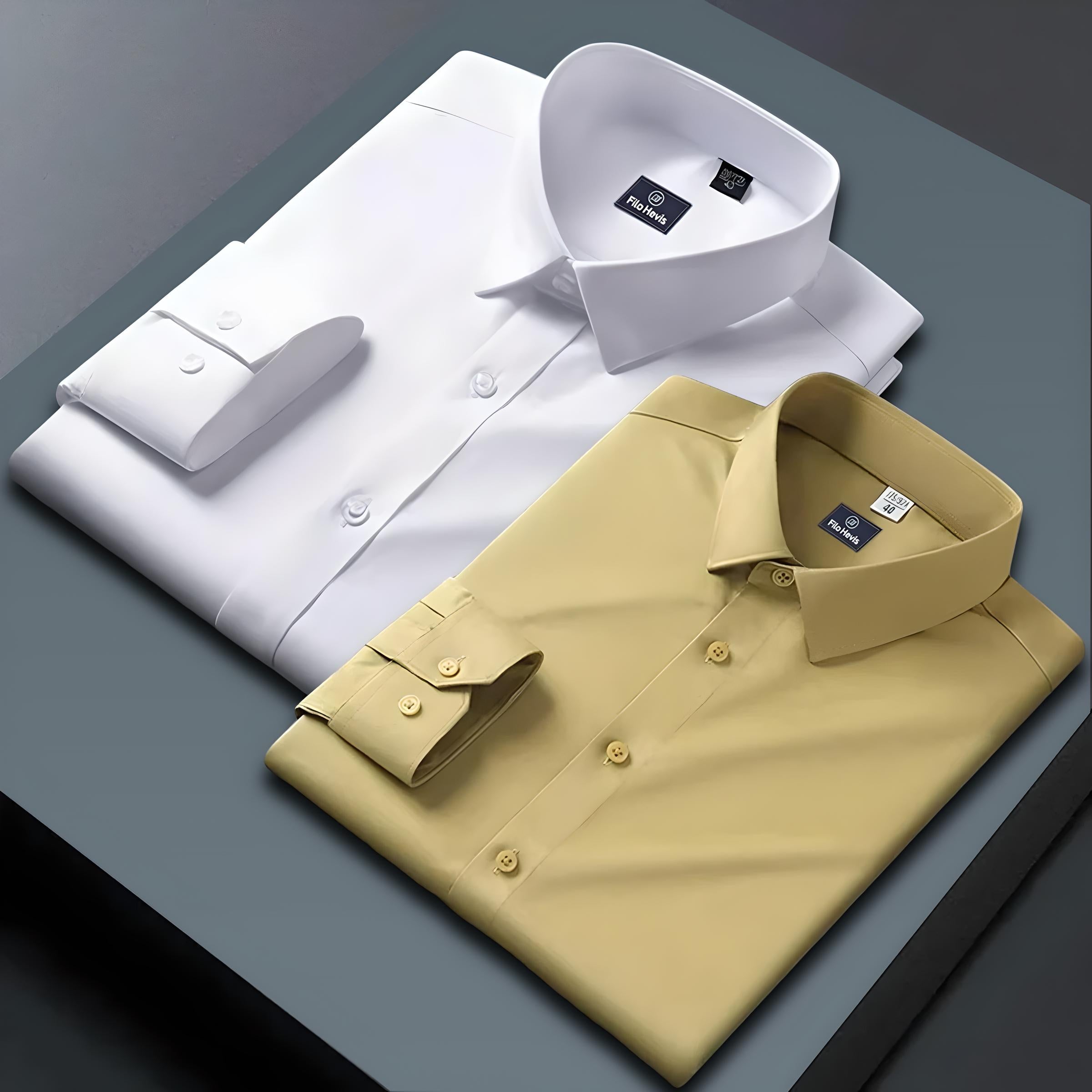 Combo of 2 Formal shirts White & Yellow Colour