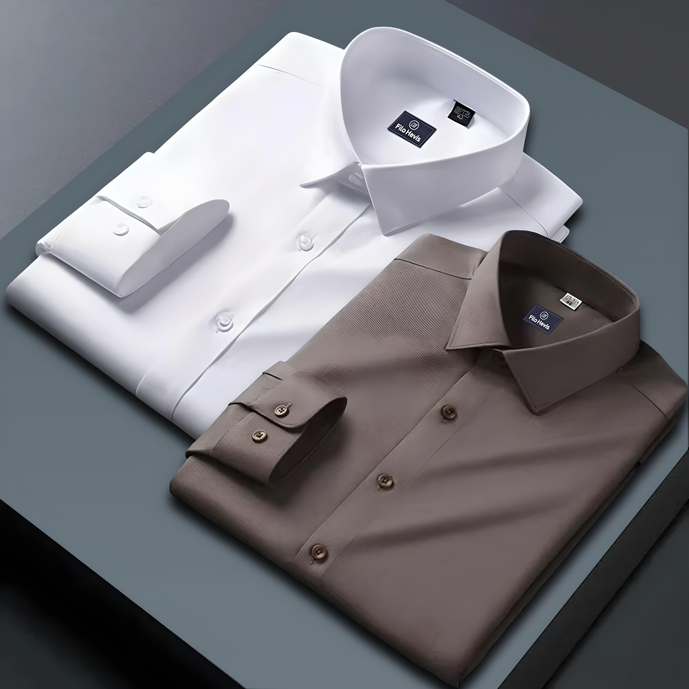 Combo of 2 Formal shirts White & Brown Colour