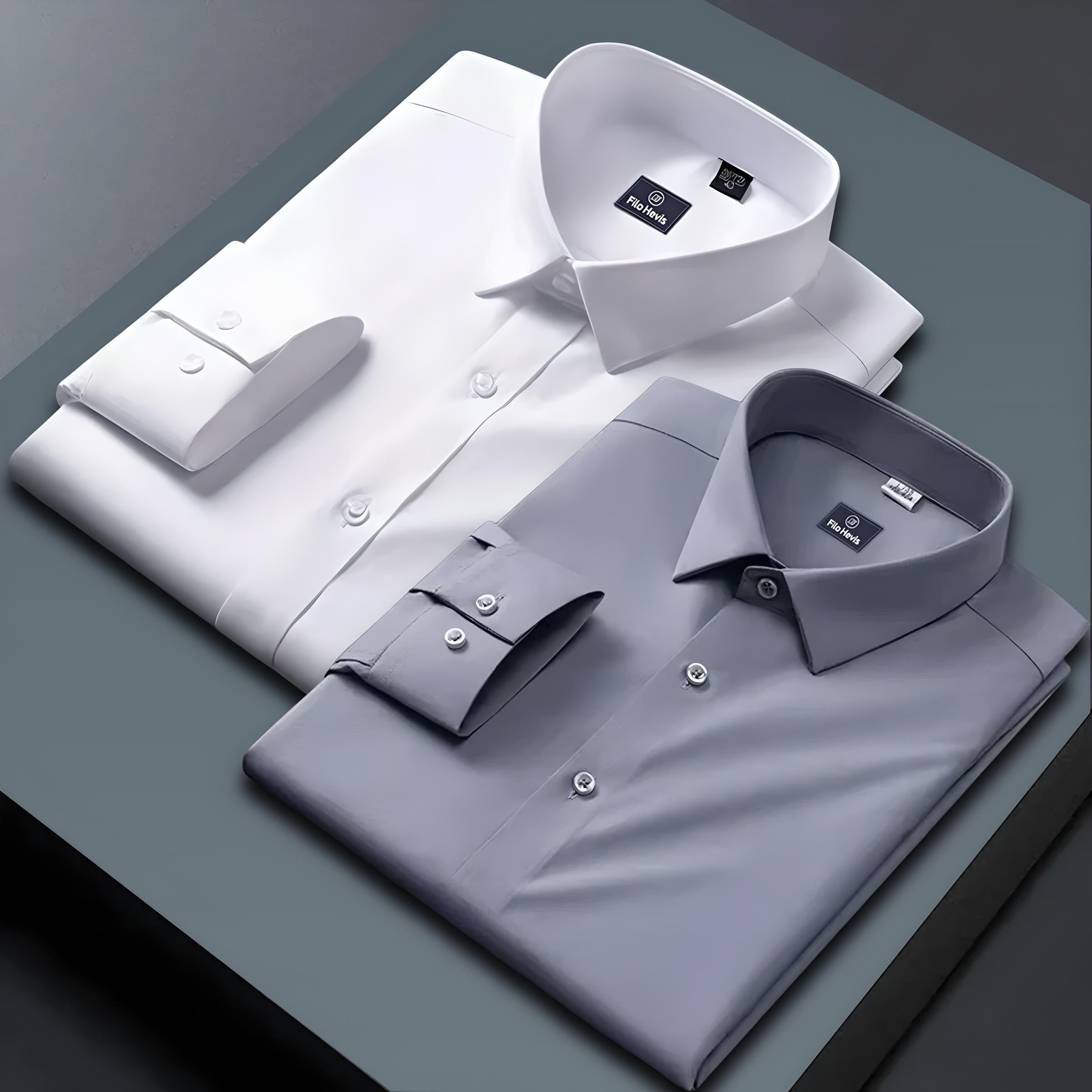 Combo of 2 Formal shirts White & Light Grey Colour