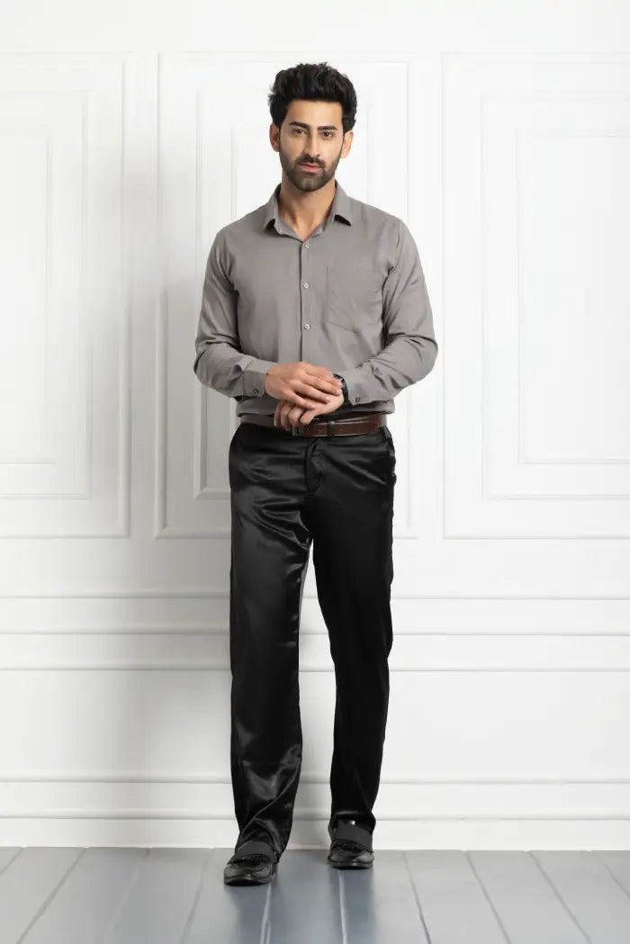 Men Classic Soft Stretchable Shirt- Dark Grey