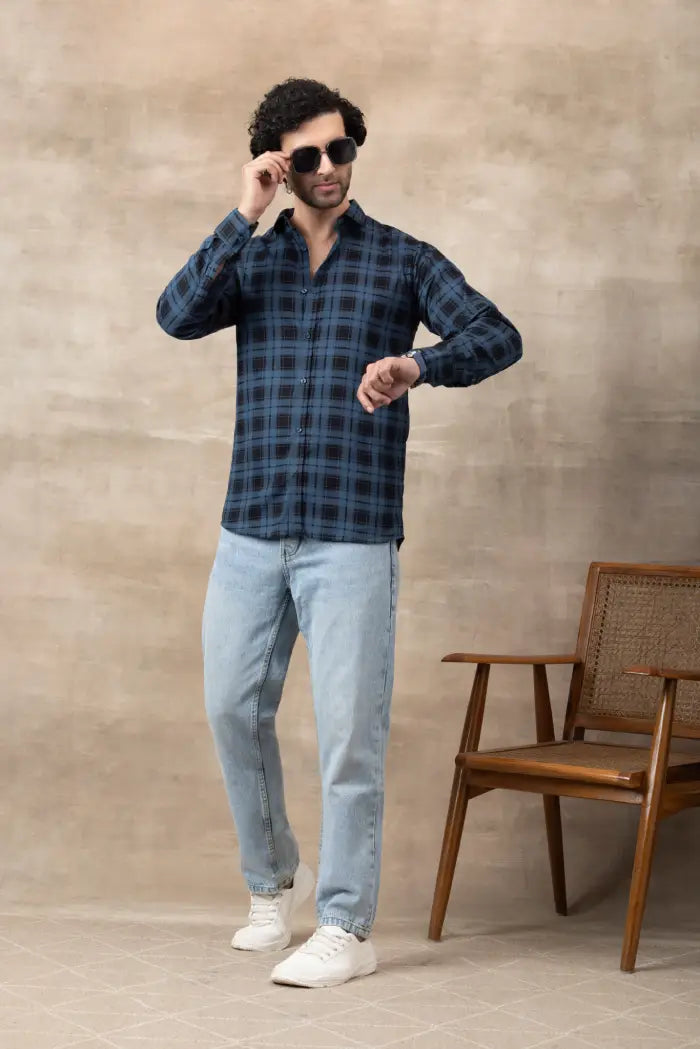 Check Regular Fit Cotton Shirt - Blue