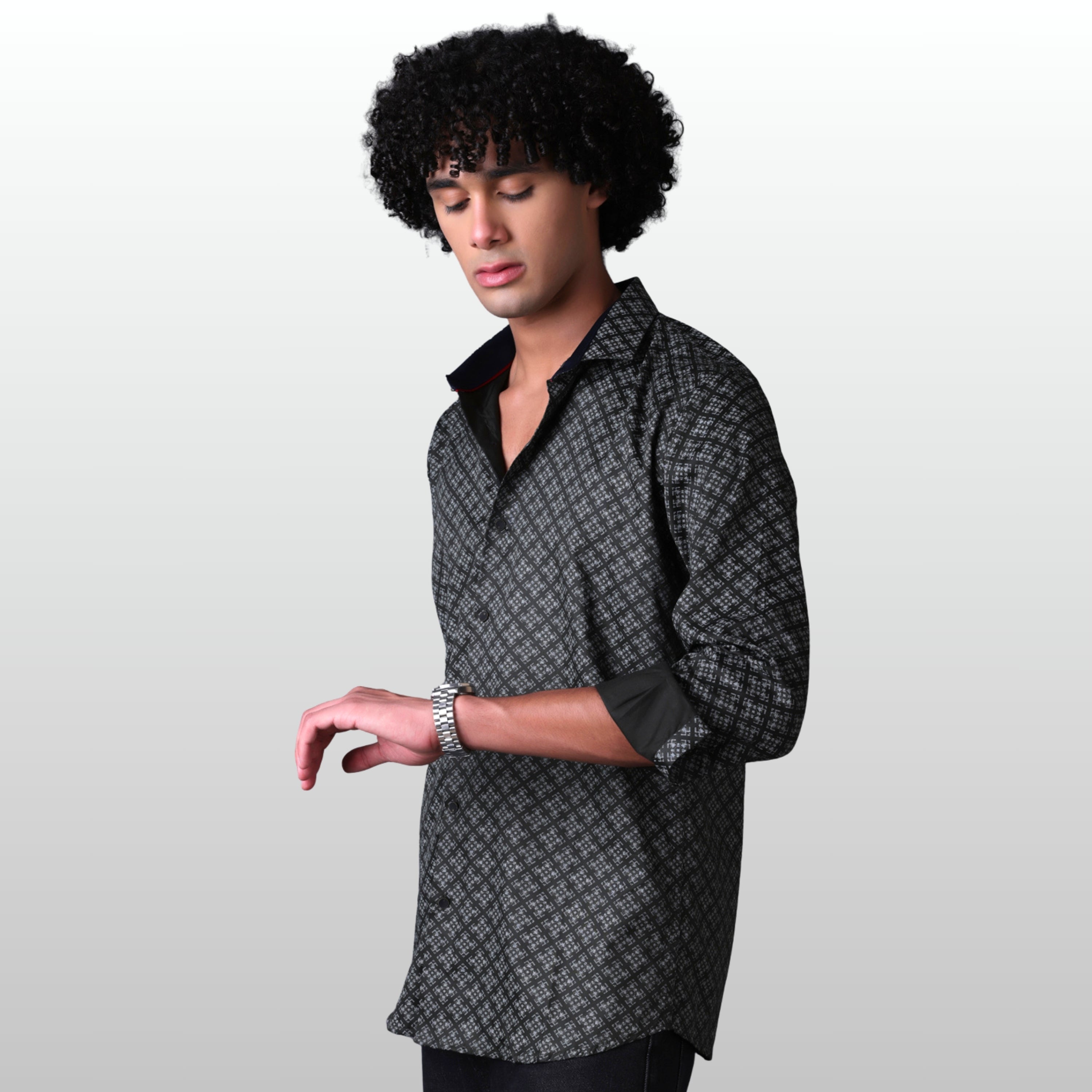 PRINTED SHIRTS | FORMAL & CASUAL SHIRTS FOR MEN | FILO HEVIS GEOMETRIC PRINTS SHIRT COLLECTION-Green