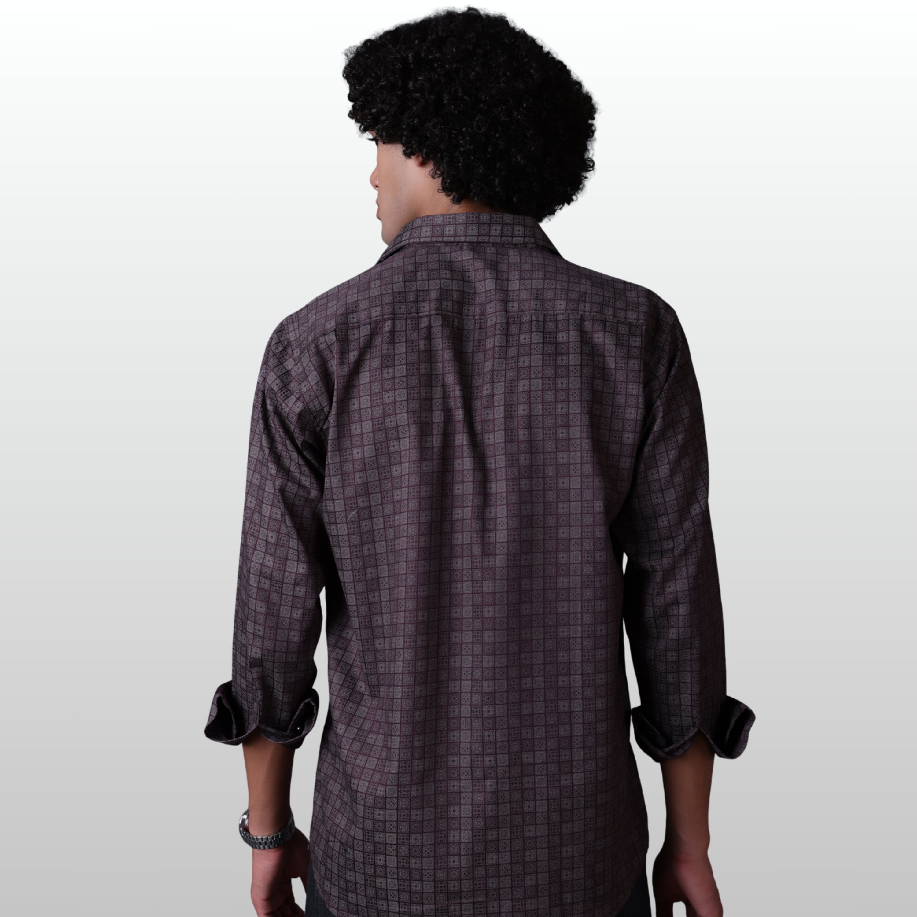 PRINTED SHIRTS | FORMAL & CASUAL SHIRTS FOR MEN | FILO HEVIS GEOMETRIC PRINTS SHIRT COLLECTION-Brown