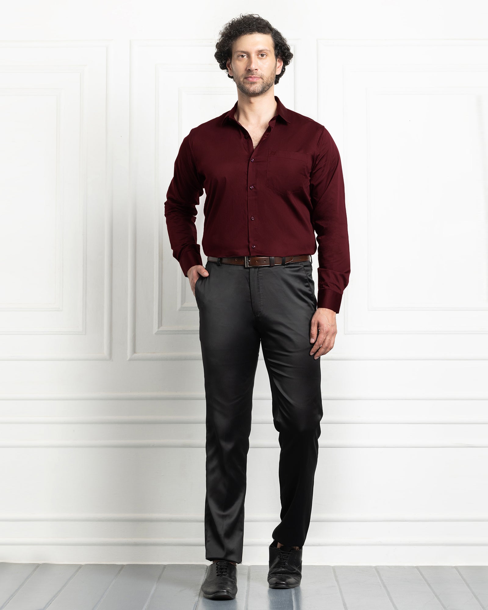 Single Pocket Formal Shirts - Maroon