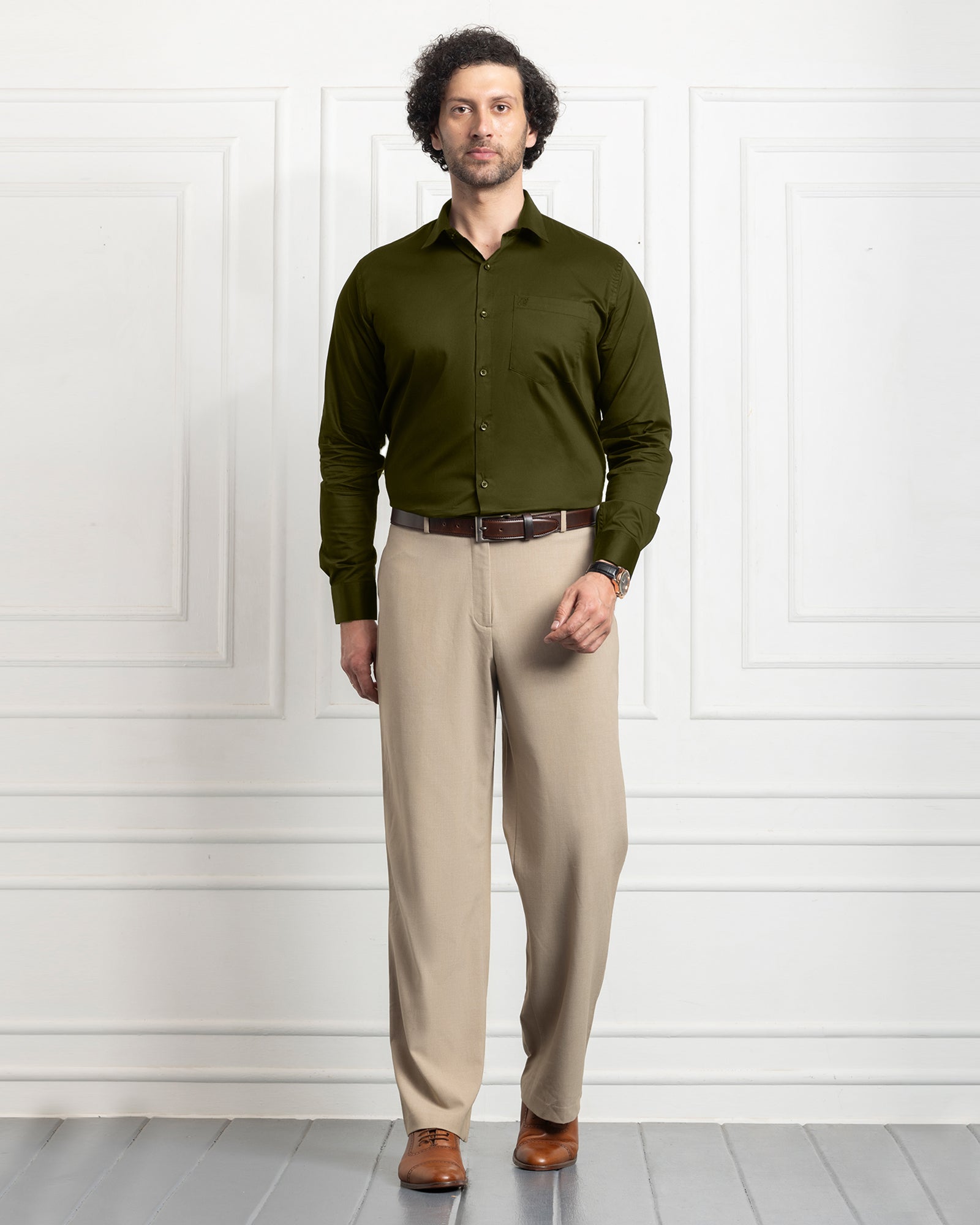 Single Pocket Formal Shirts - Light Mehndi