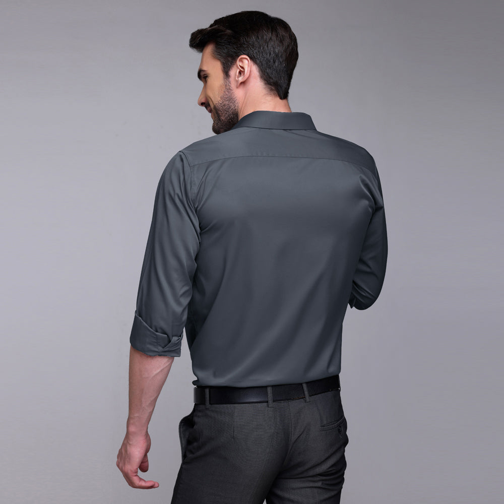 PREMIUM SATIN SHIRT | FORMAL SHIRT FOR MEN | LUXURIOUS SATIN LYCRA PARTY WEAR-Dark Grey Shirt