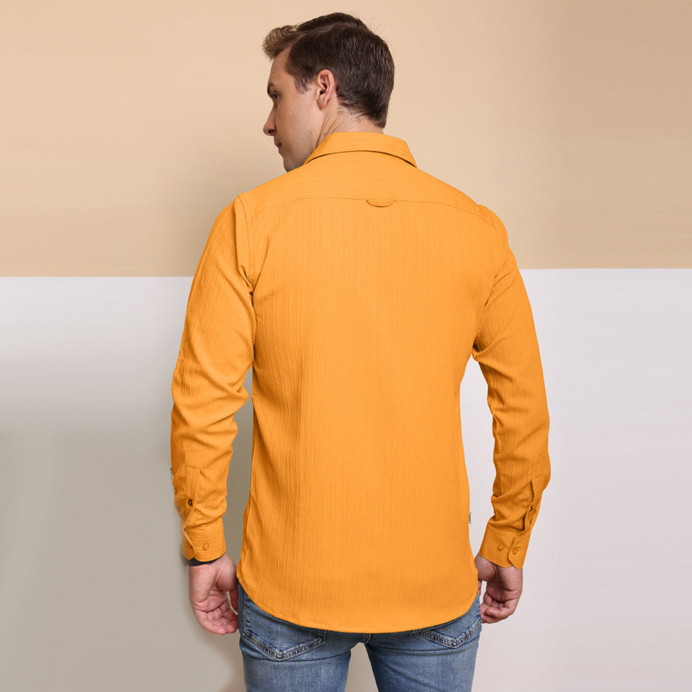 Crushed Self Stripe Yellow Shirt