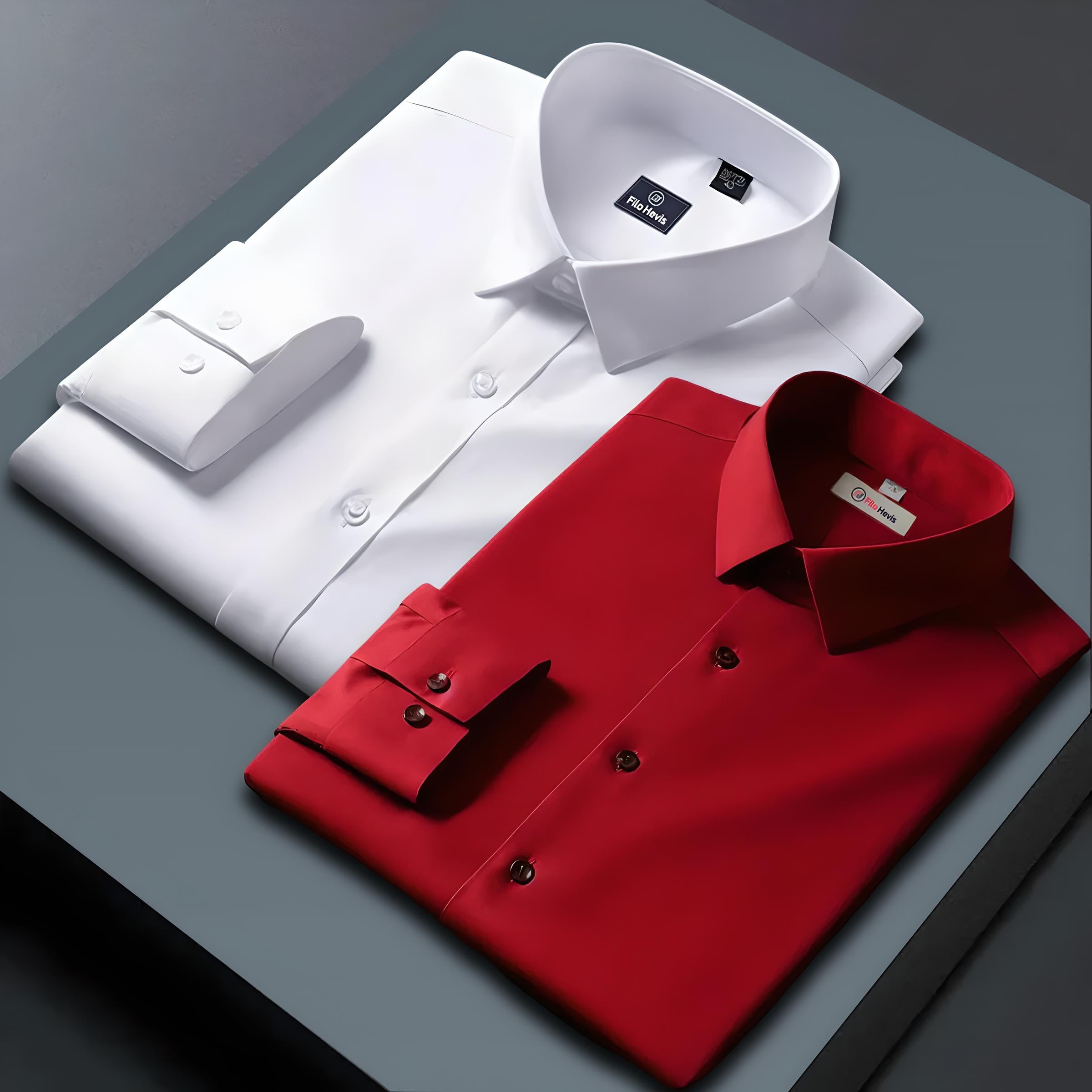 Combo of 2 Formal shirts White & Red Colour