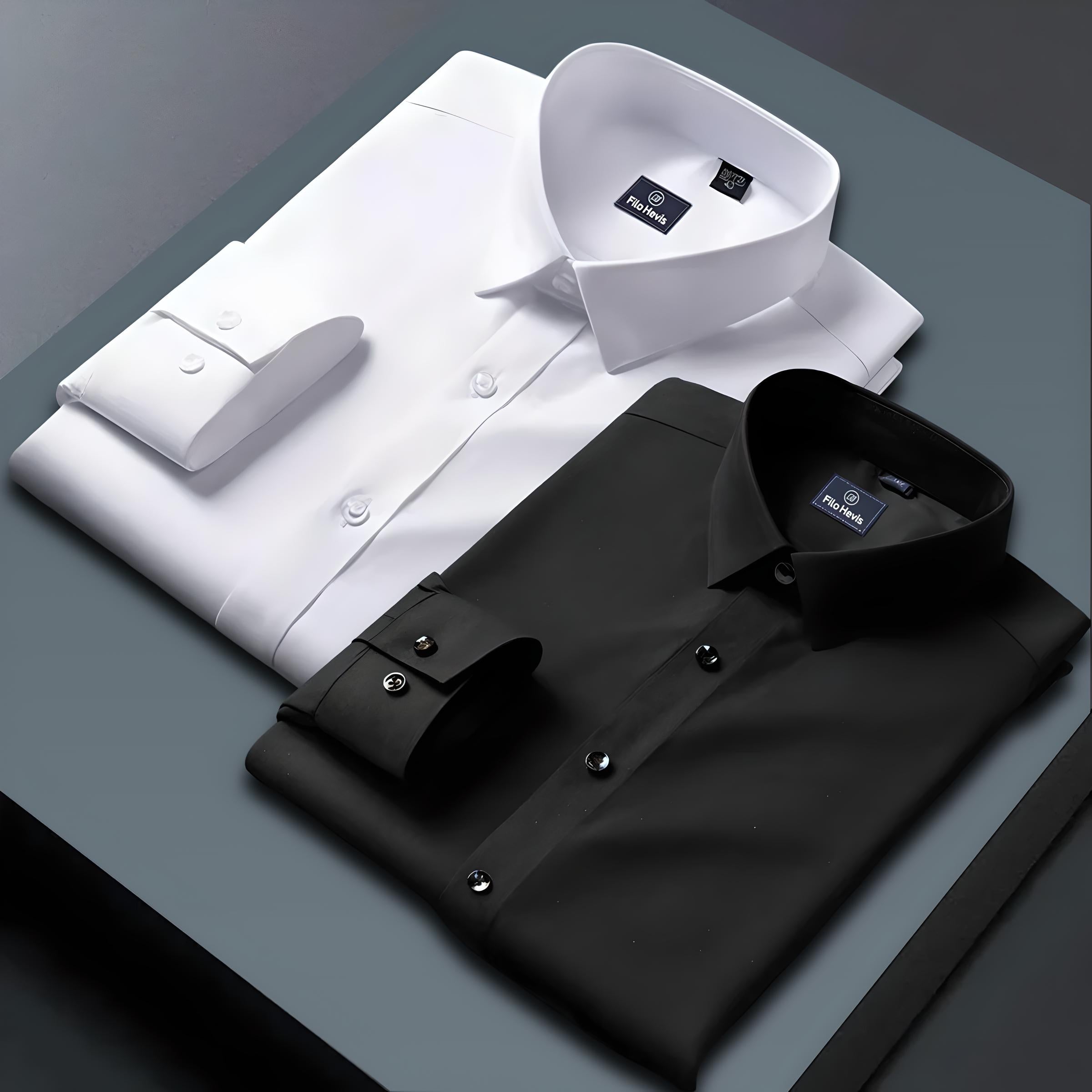 Combo of 2 Formal shirts White & Black Colour