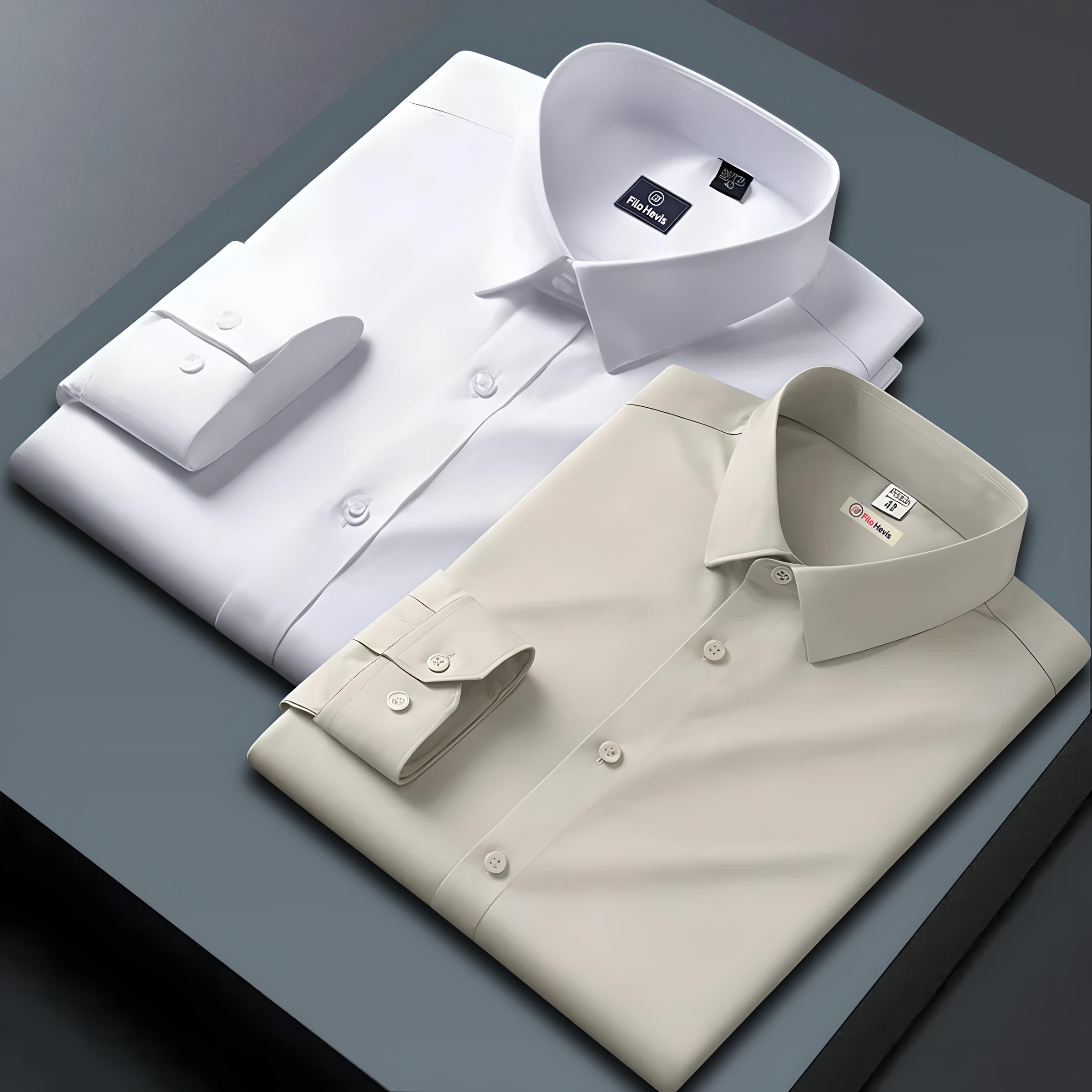 Combo of 2 Formal shirts White & Cream Colour