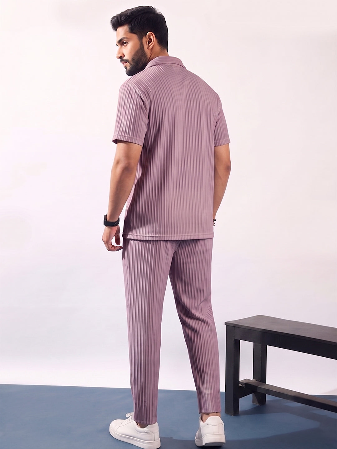 Men’s Light Onion Textured Co-Ord Set – Premium Relaxed Fit Shirt & Trouser Set