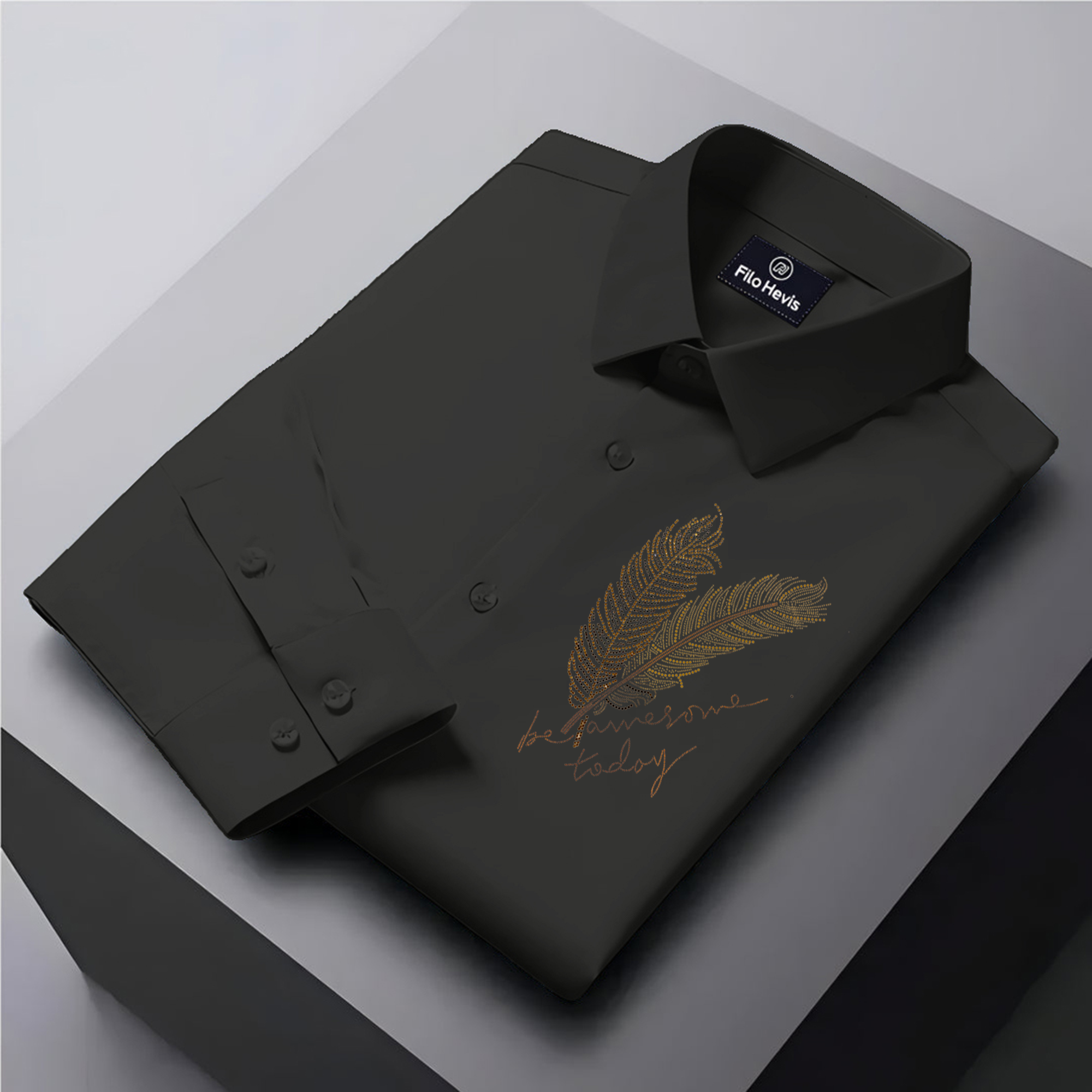 PARTY SHIRTS FOR MEN | PREMIUM SHIRTS | CLUB SHIRTS Feather Embroidery-Dark Grey