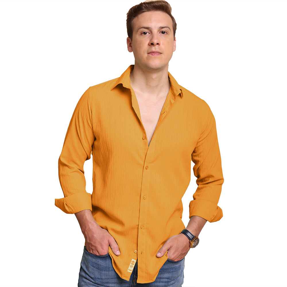 Crushed Self Stripe Yellow Shirt