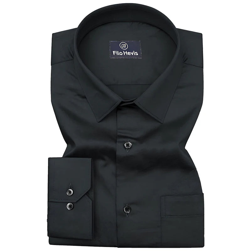 PLUS SIZE FORMAL SHIRTS IN COTTON FOR MEN (Single Pocket)- Black