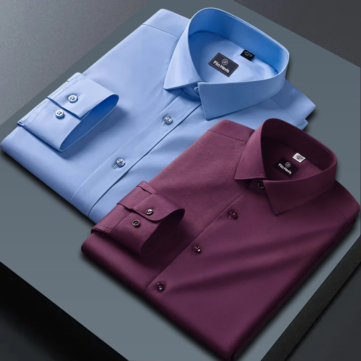 Combo of 2 Formal shirts Sky Blue & Wine Colour